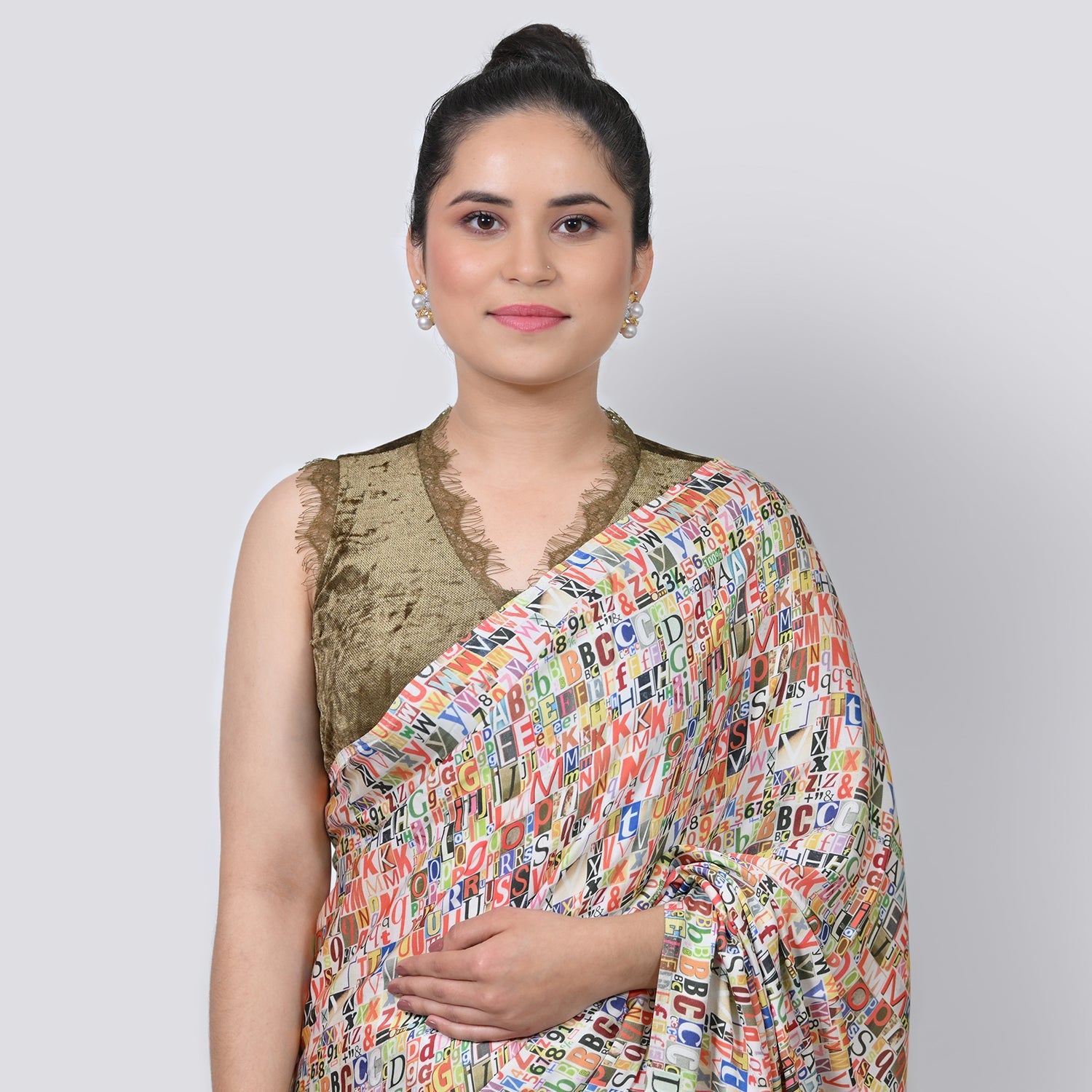 Green Velvet V Neck Without Sleeves Blouse
