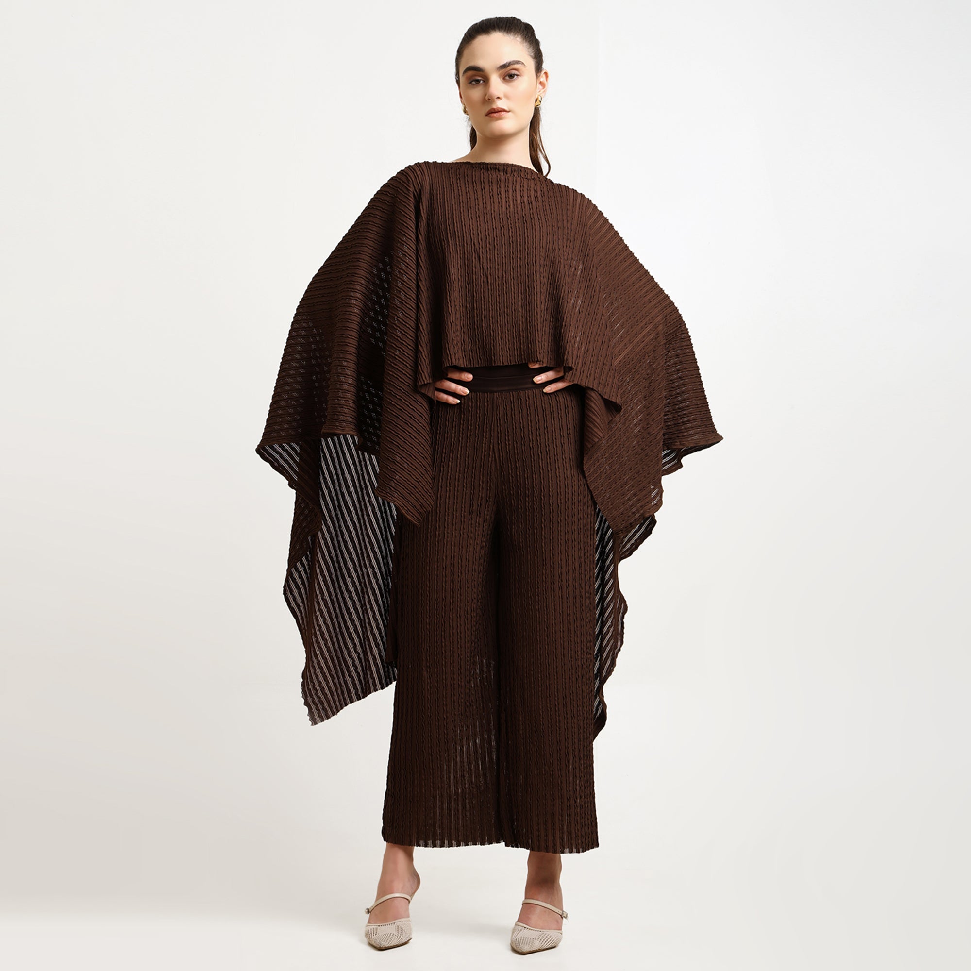 Brown Lycra Textured Cape
