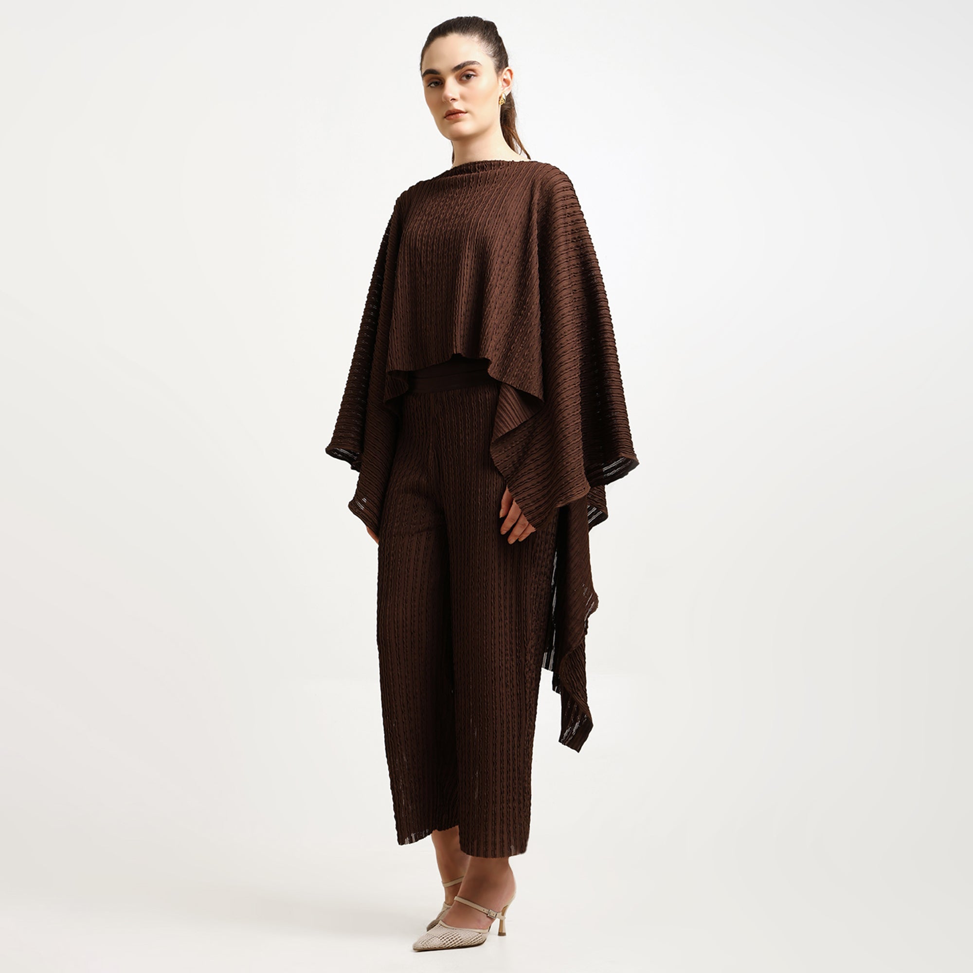 Brown Lycra Textured Cape
