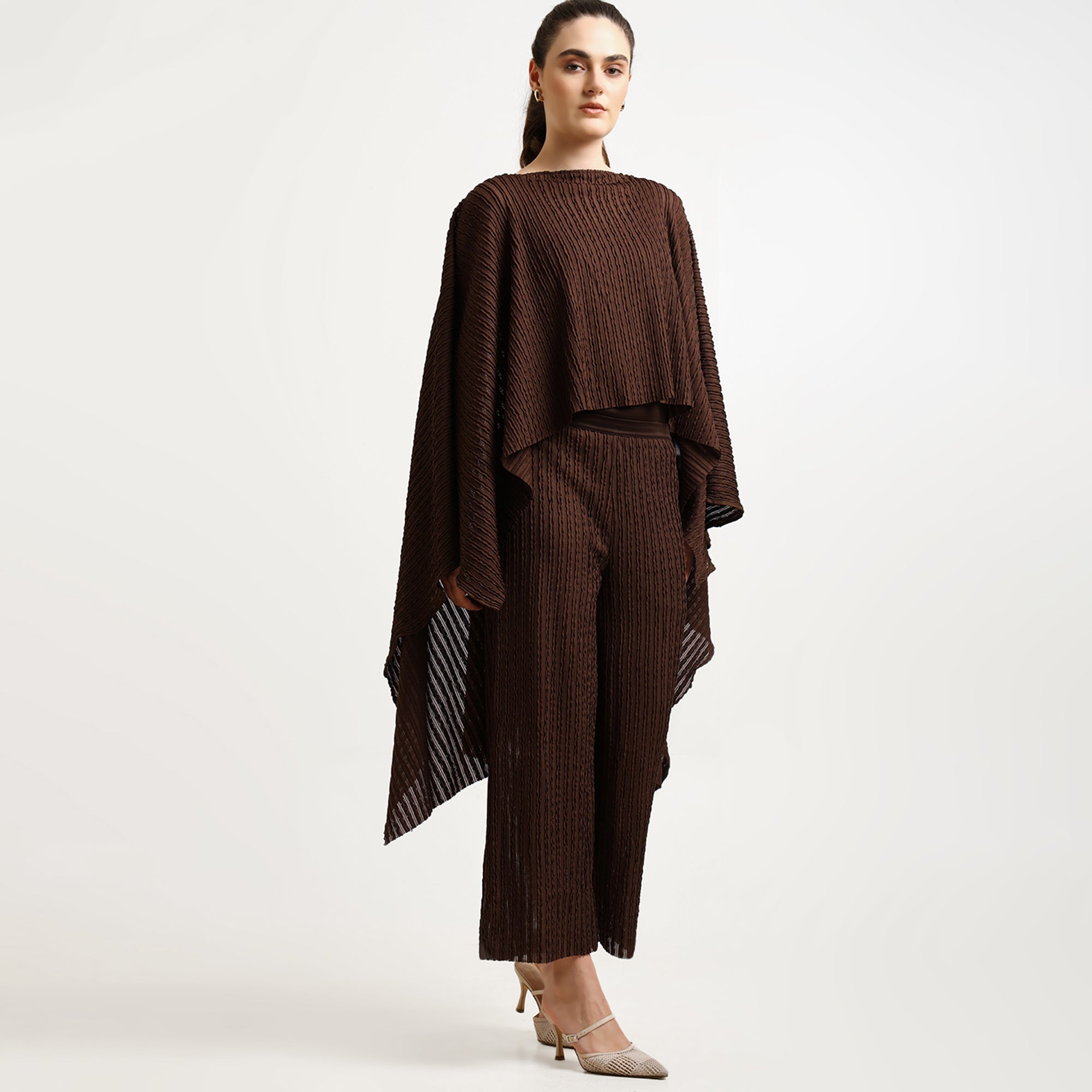 Brown Lycra Textured Cape