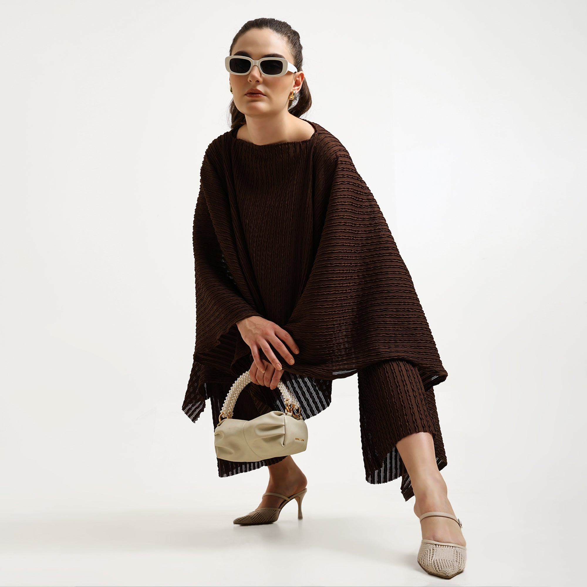 Brown Lycra Textured Cape
