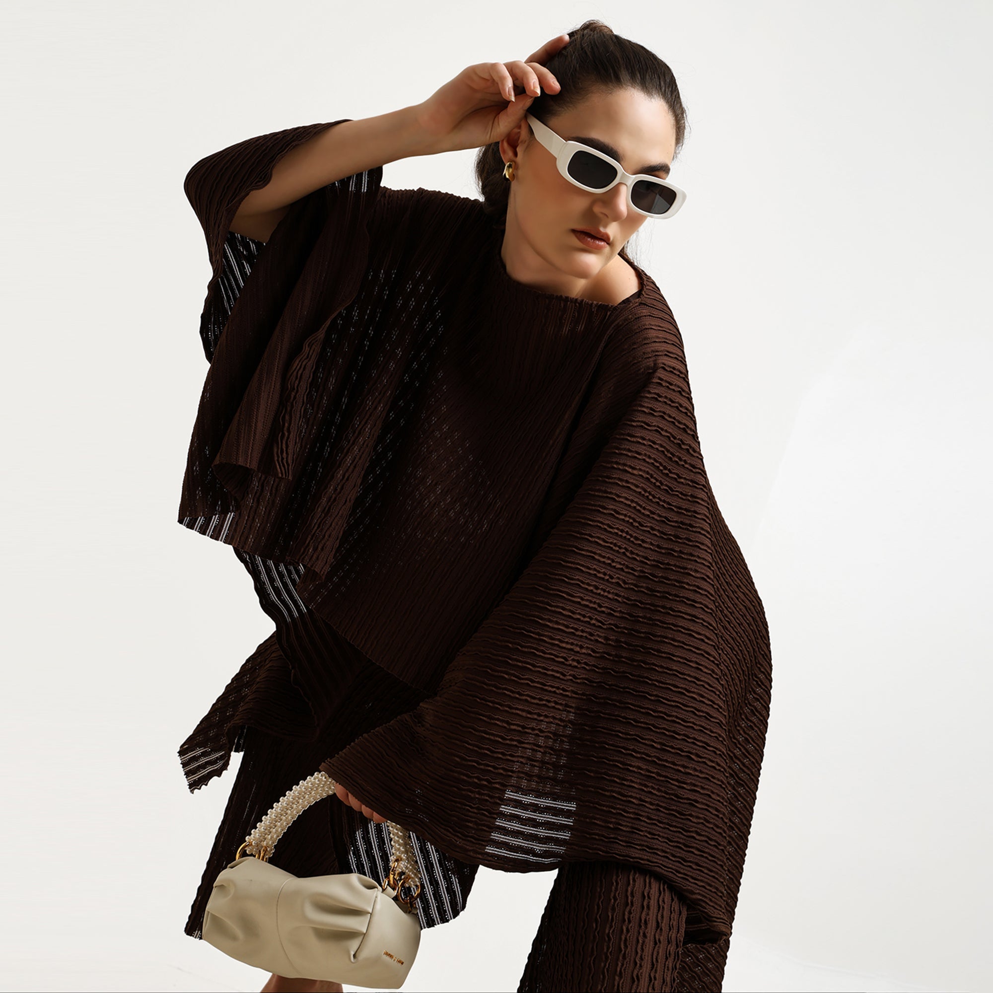 Brown Lycra Textured Cape