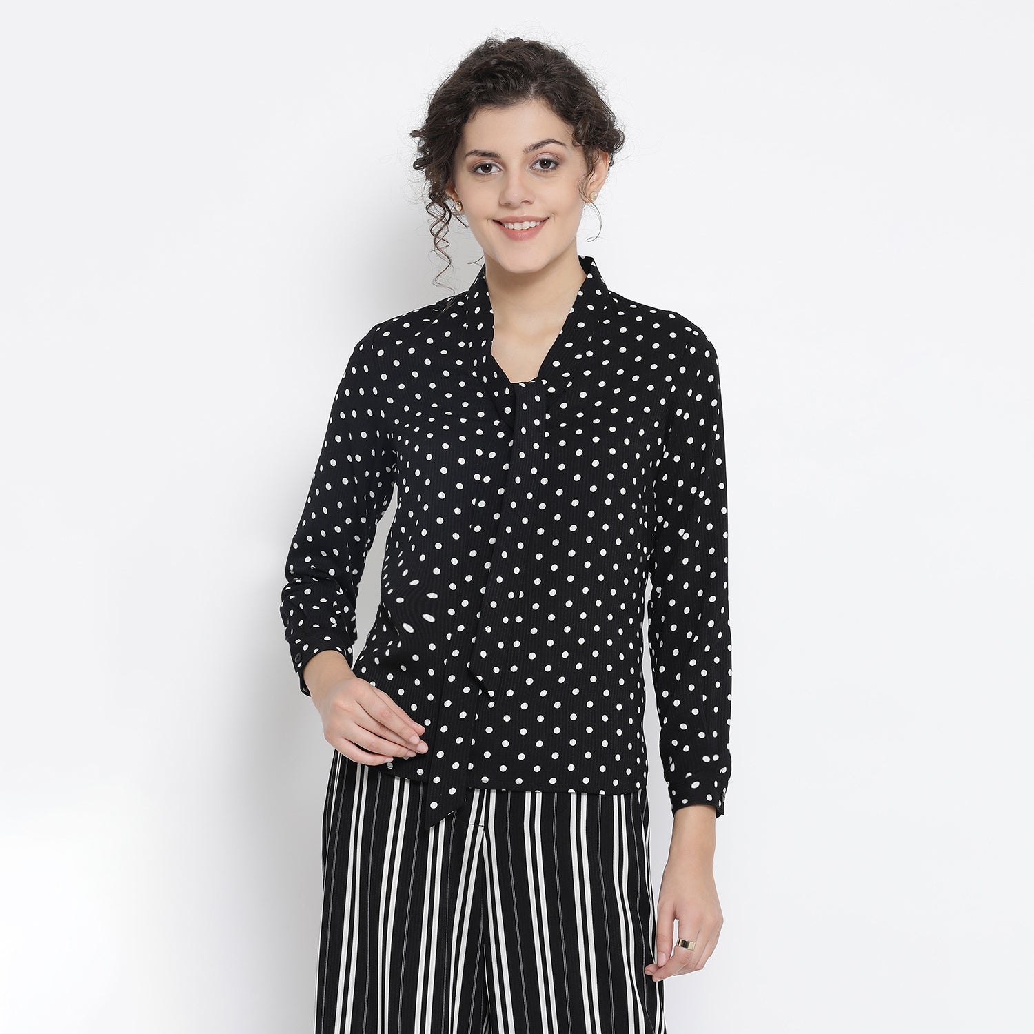 Buy Black And White Polka Top for Ladies