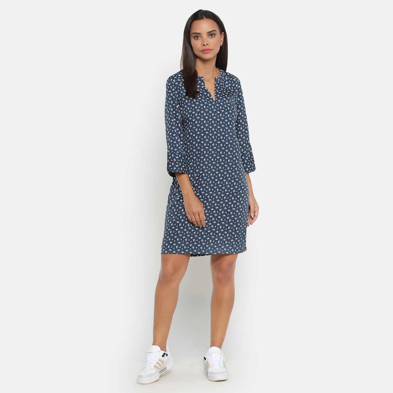 Blue Bird Printed Short Dresses for Women-1