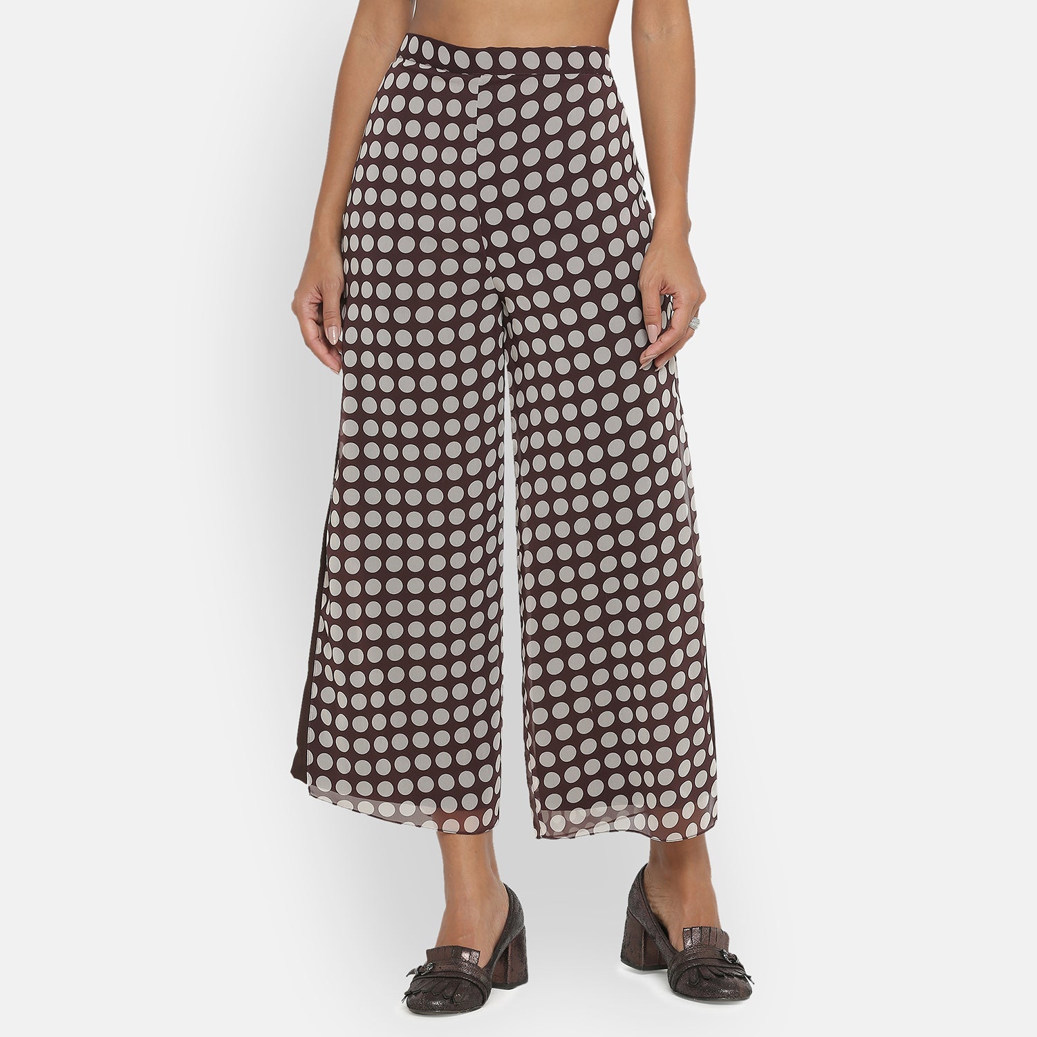 Brown Polka Dot Plazzo for Women
