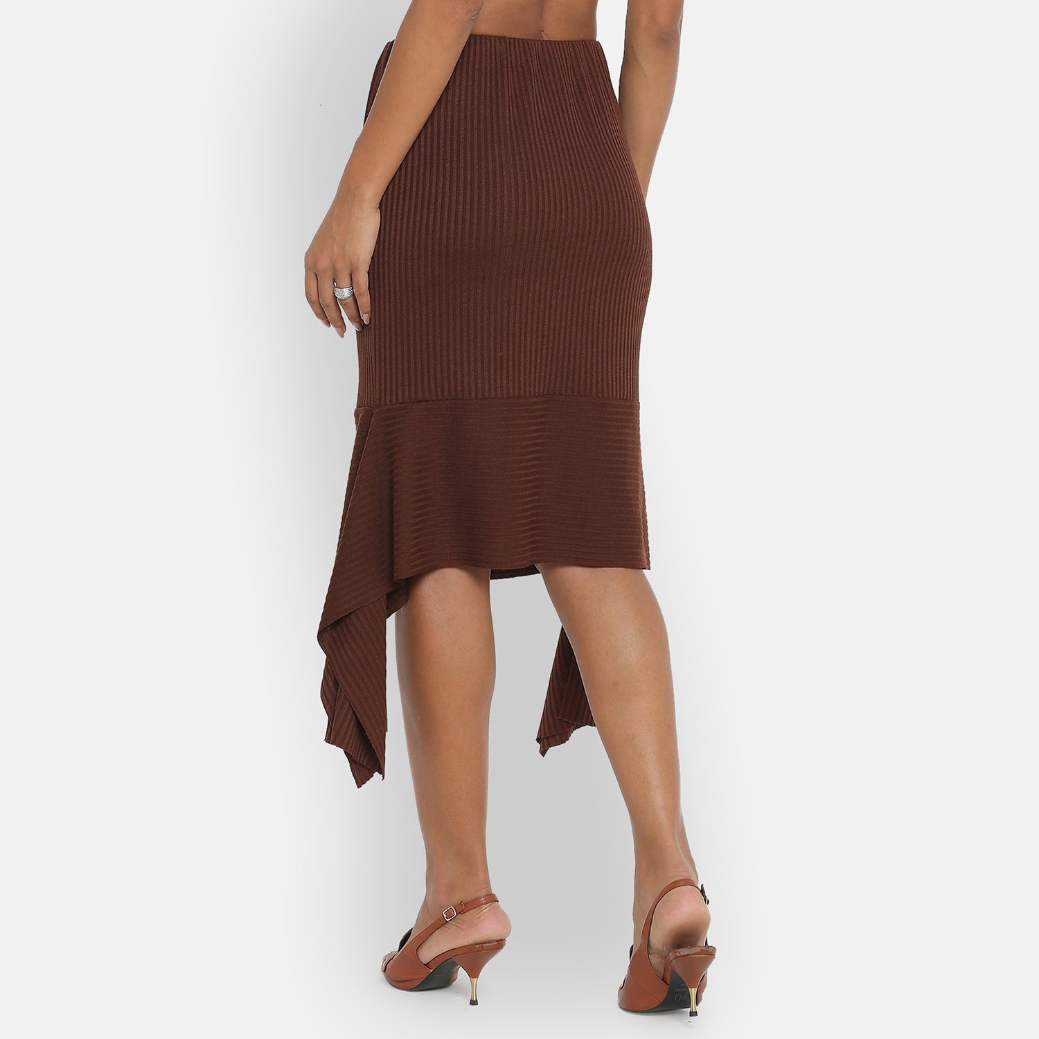 Brown Ribbed Skirt