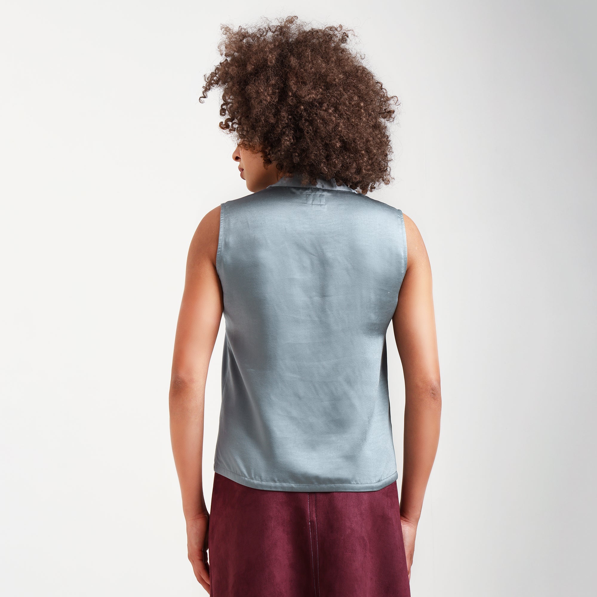 Blue Satin Top