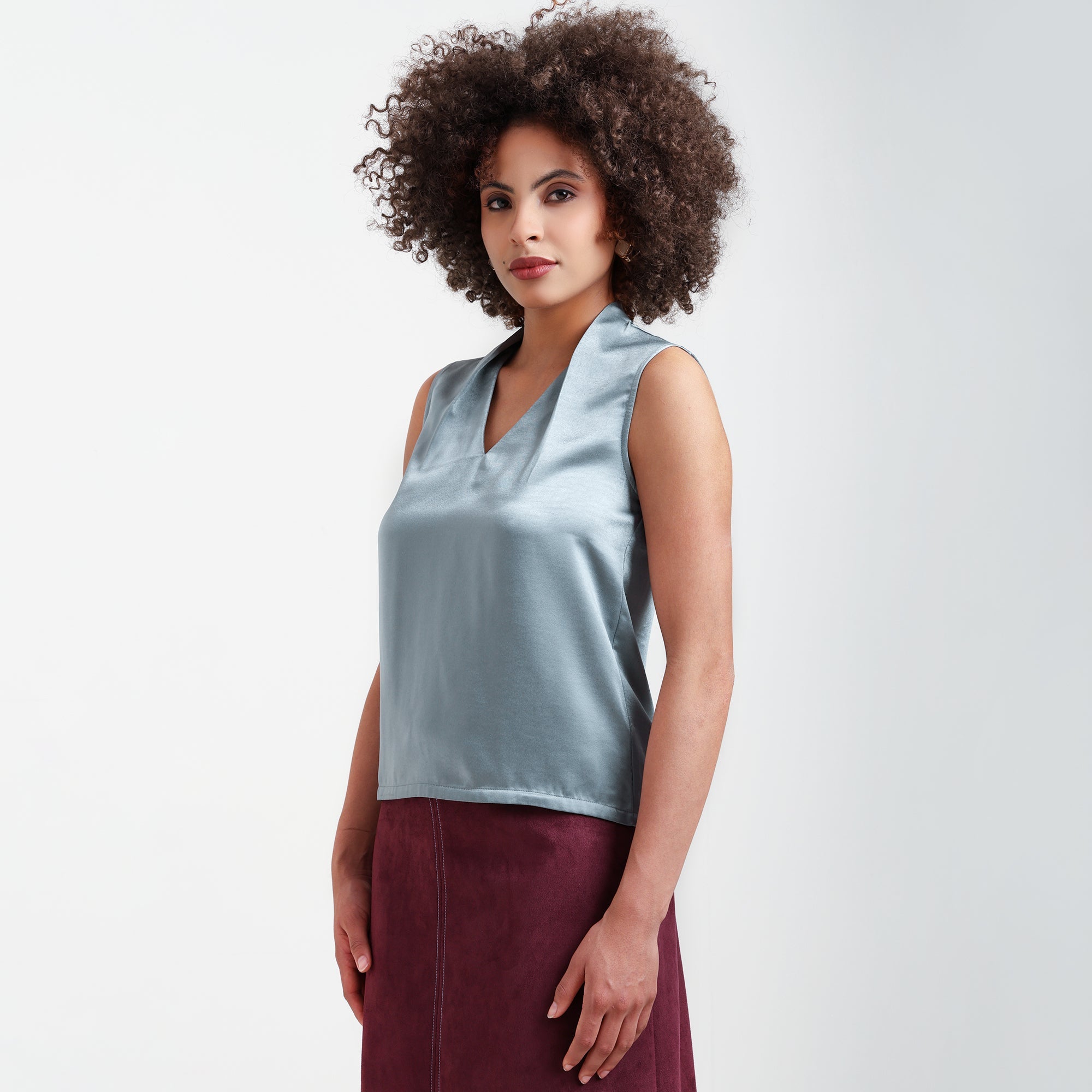 Blue Satin Top