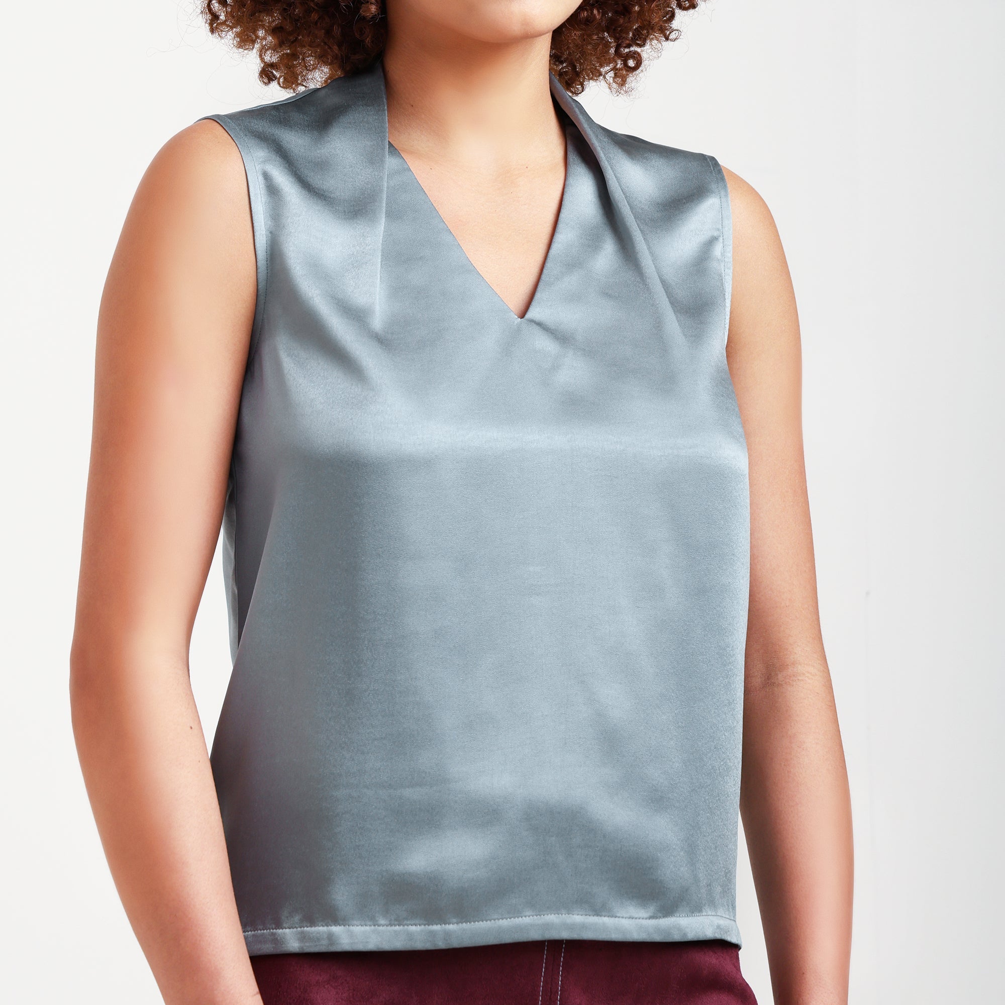 Blue Satin Top