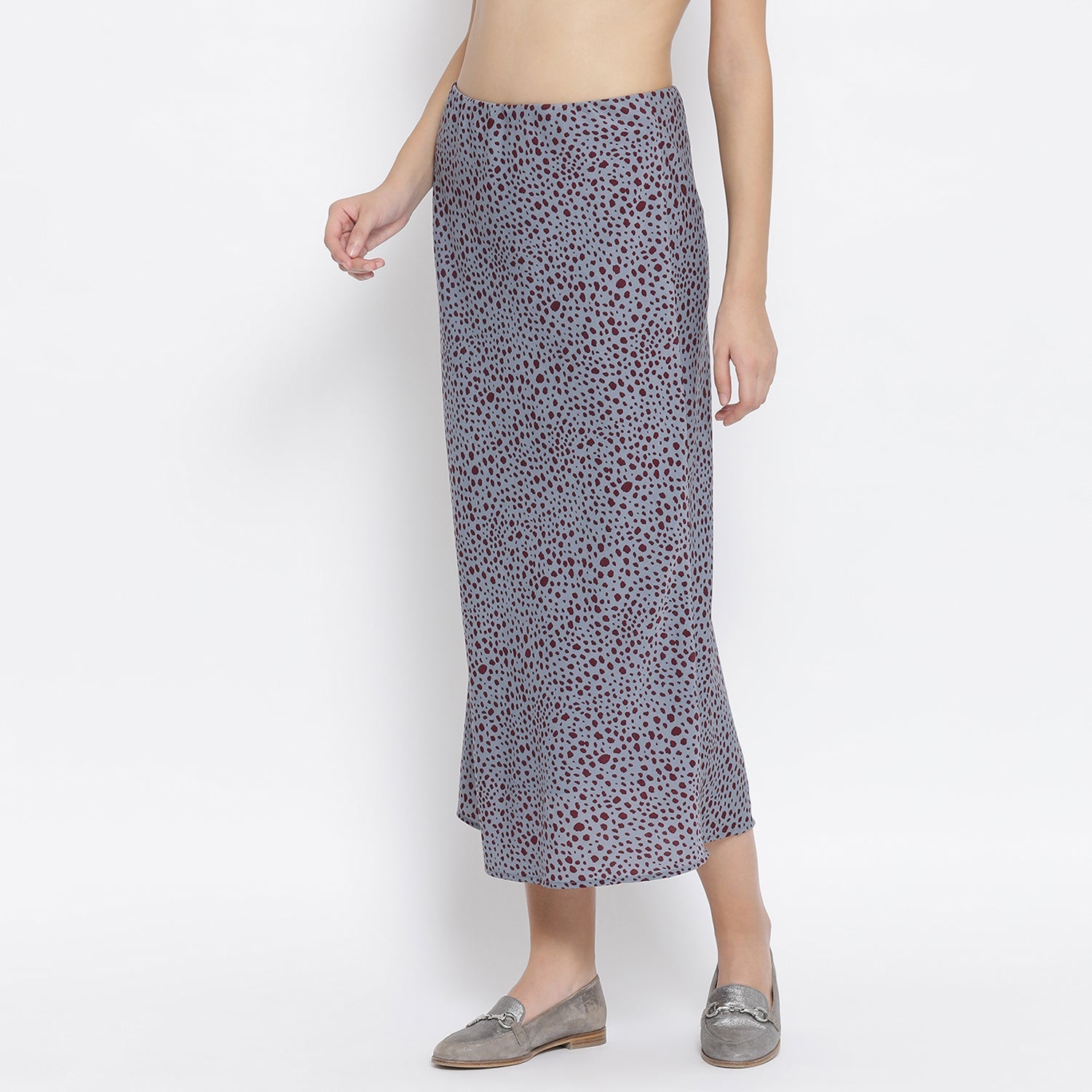 Teal Blue Animal Print Bias Skirt