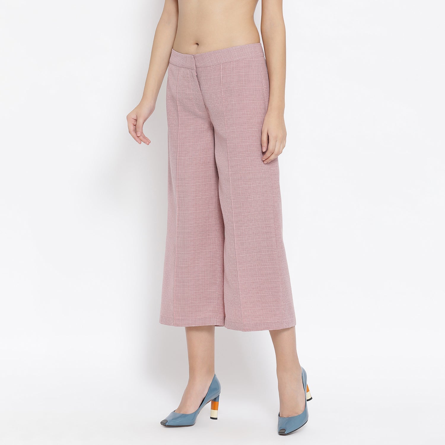 Pink Linen Culottes for Women-1