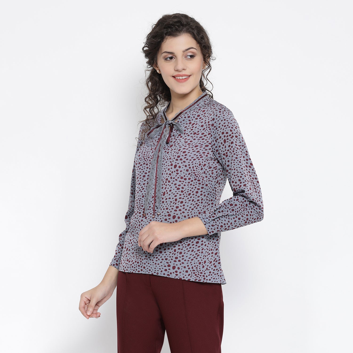 Teal Blue Animal Printed Shirt for Women-1