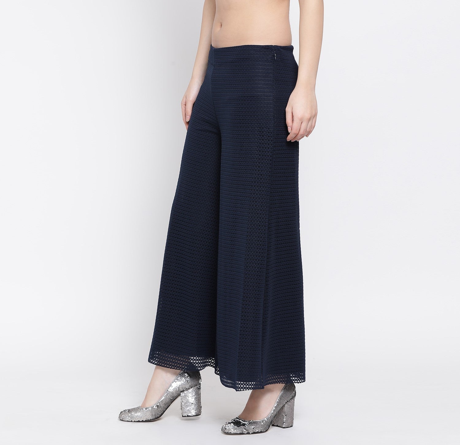 Blue Square Lycra Plazzo for Women-1