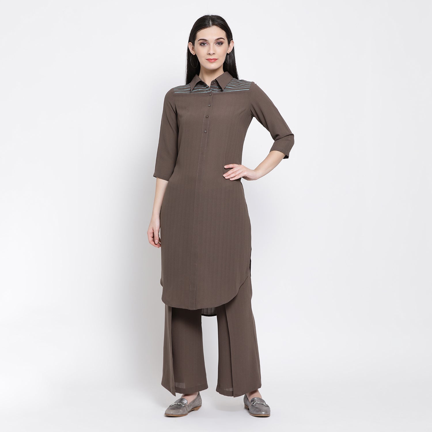 Earth Brown Long Tunic for Women-1