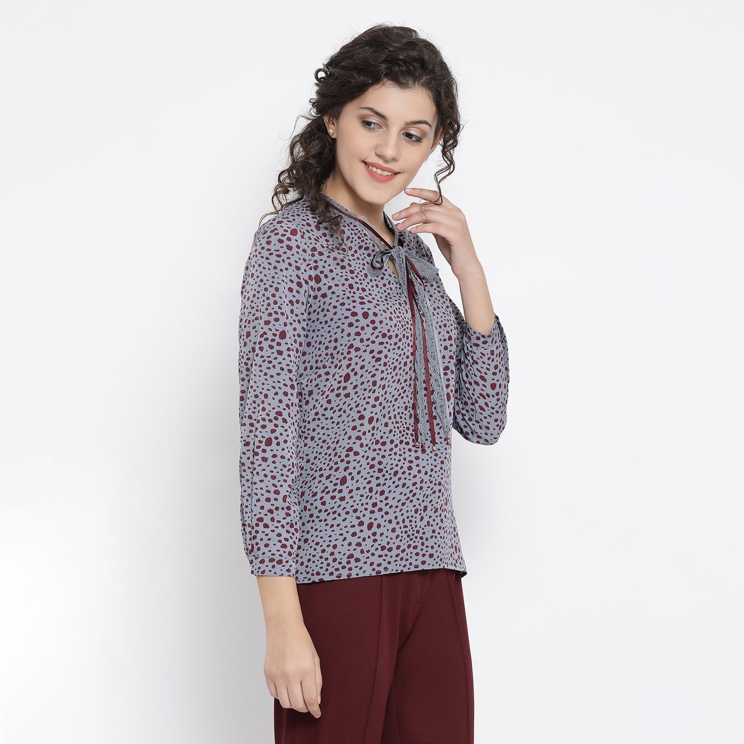 Teal Blue Animal Printed Shirt for Women-2