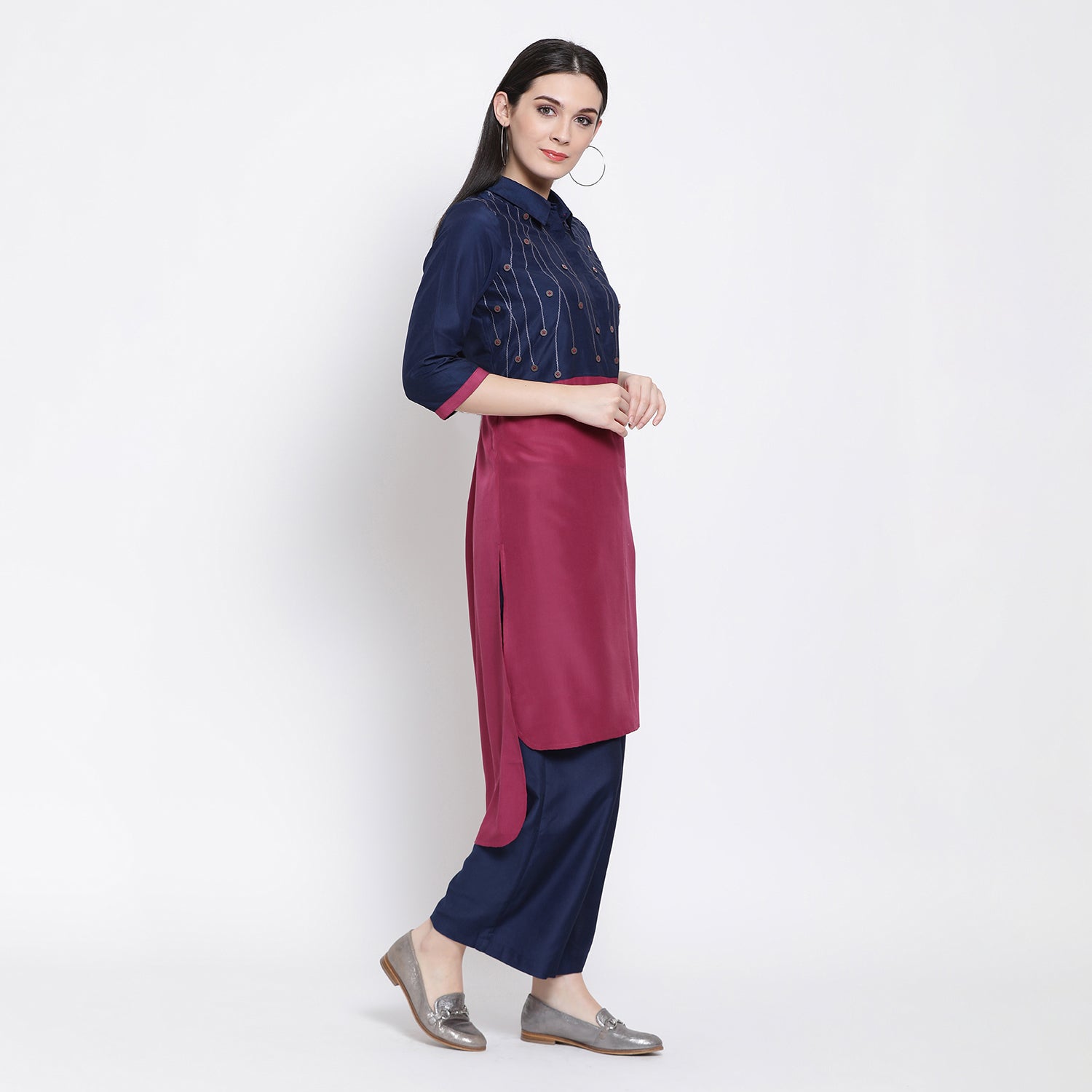 Buy Blue Pink Long Shirt for Women-2