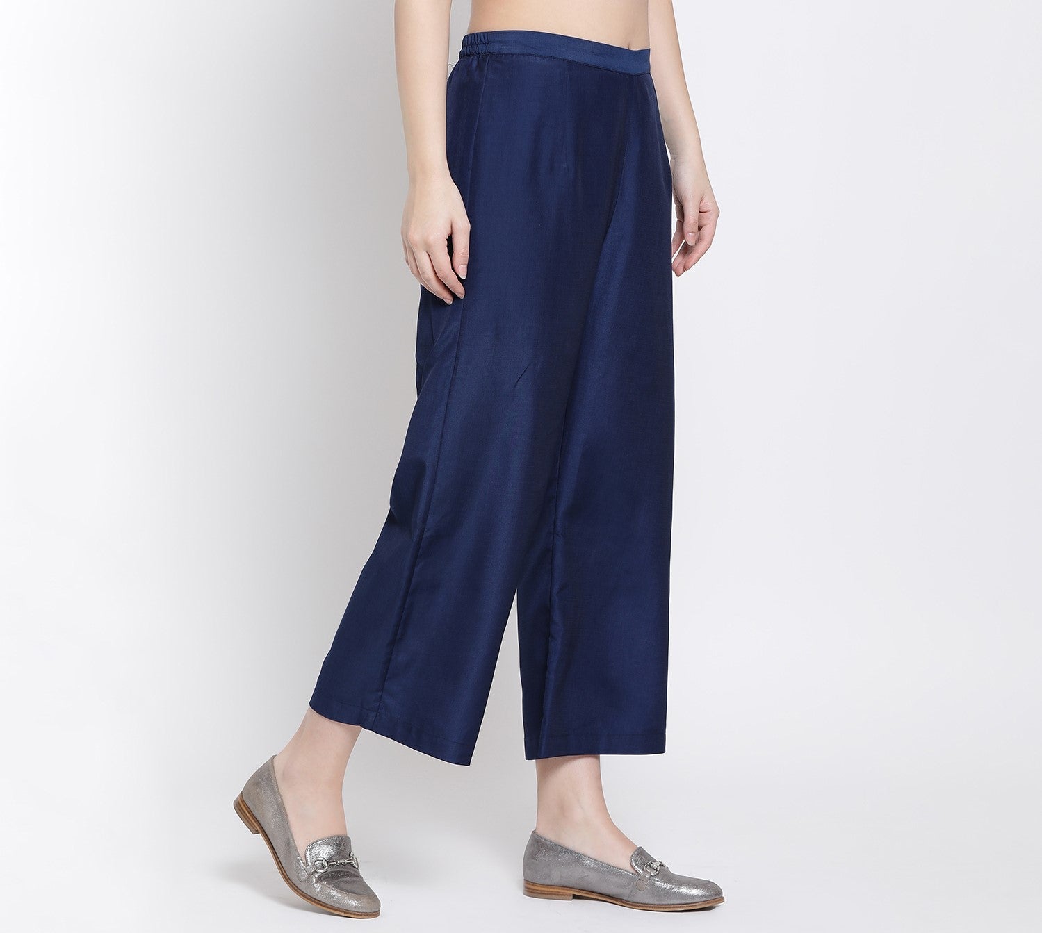 Blue Straight Plazzo for Women-2