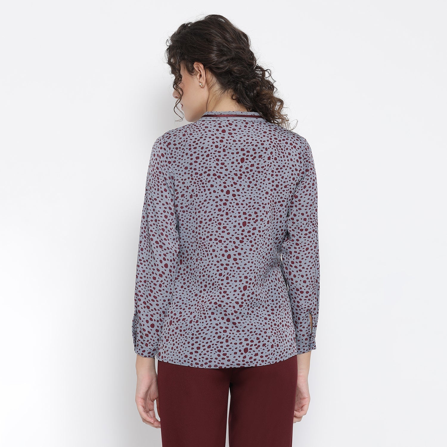 Teal Blue Animal Printed Shirt for Women-3