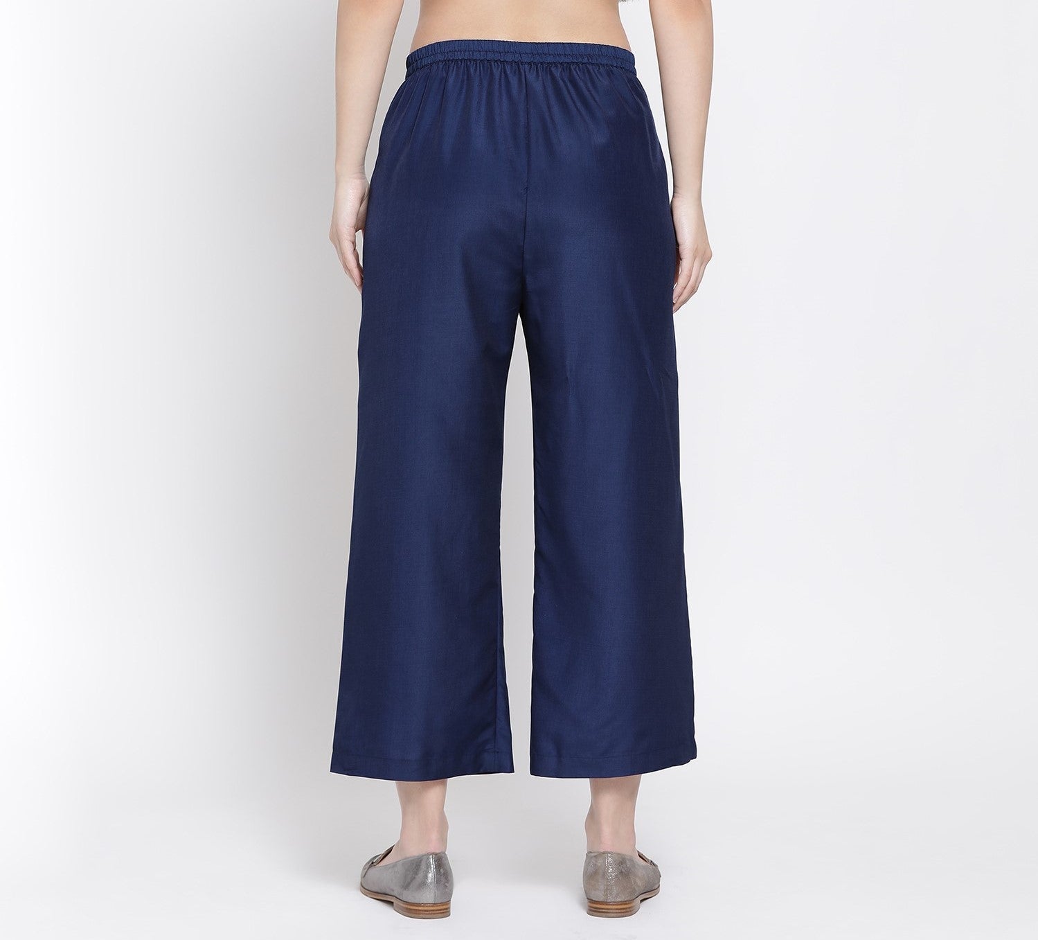 Blue Straight Plazzo for Women-3