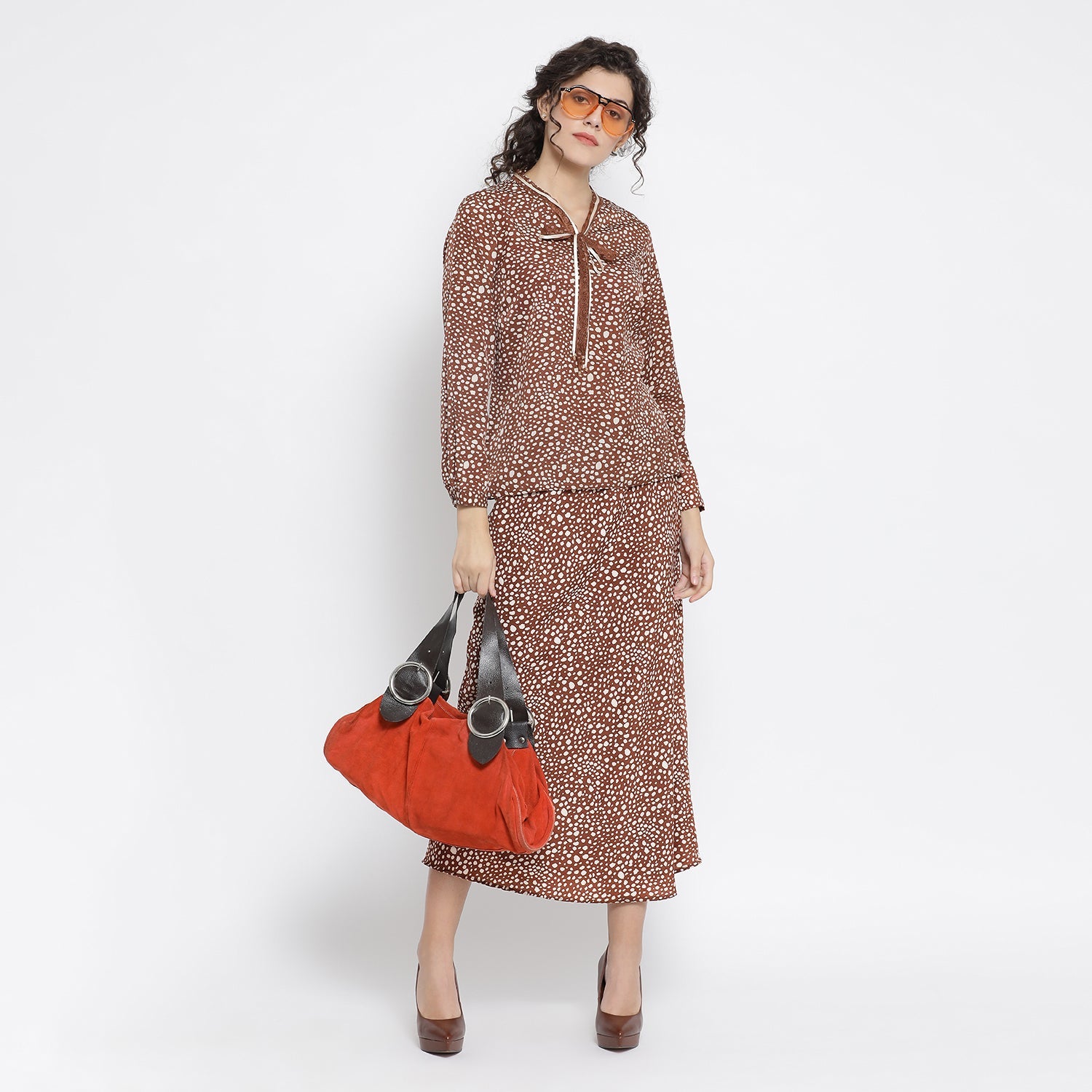 Brown Animal Printed Shirt for Women-3