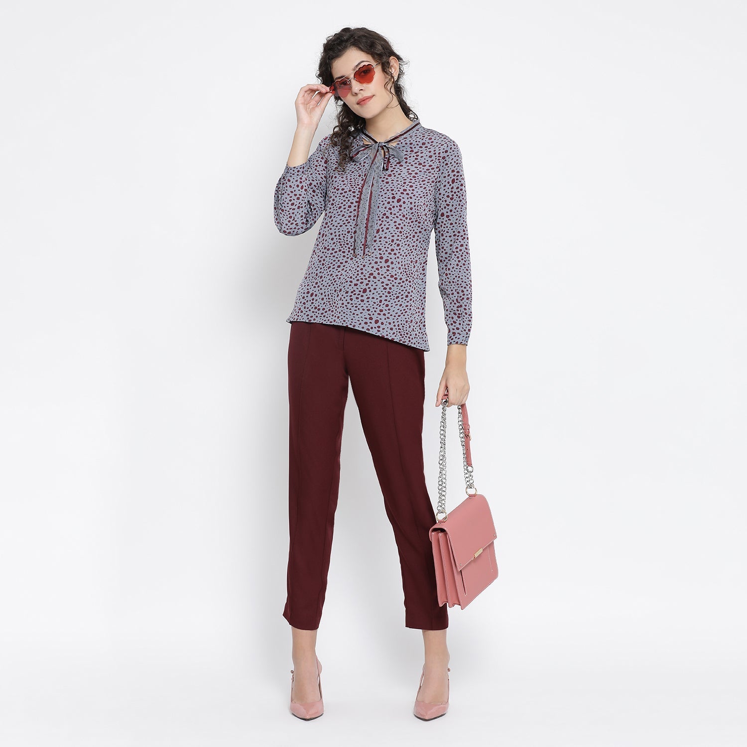 Teal Blue Animal Printed Shirt for Women-4