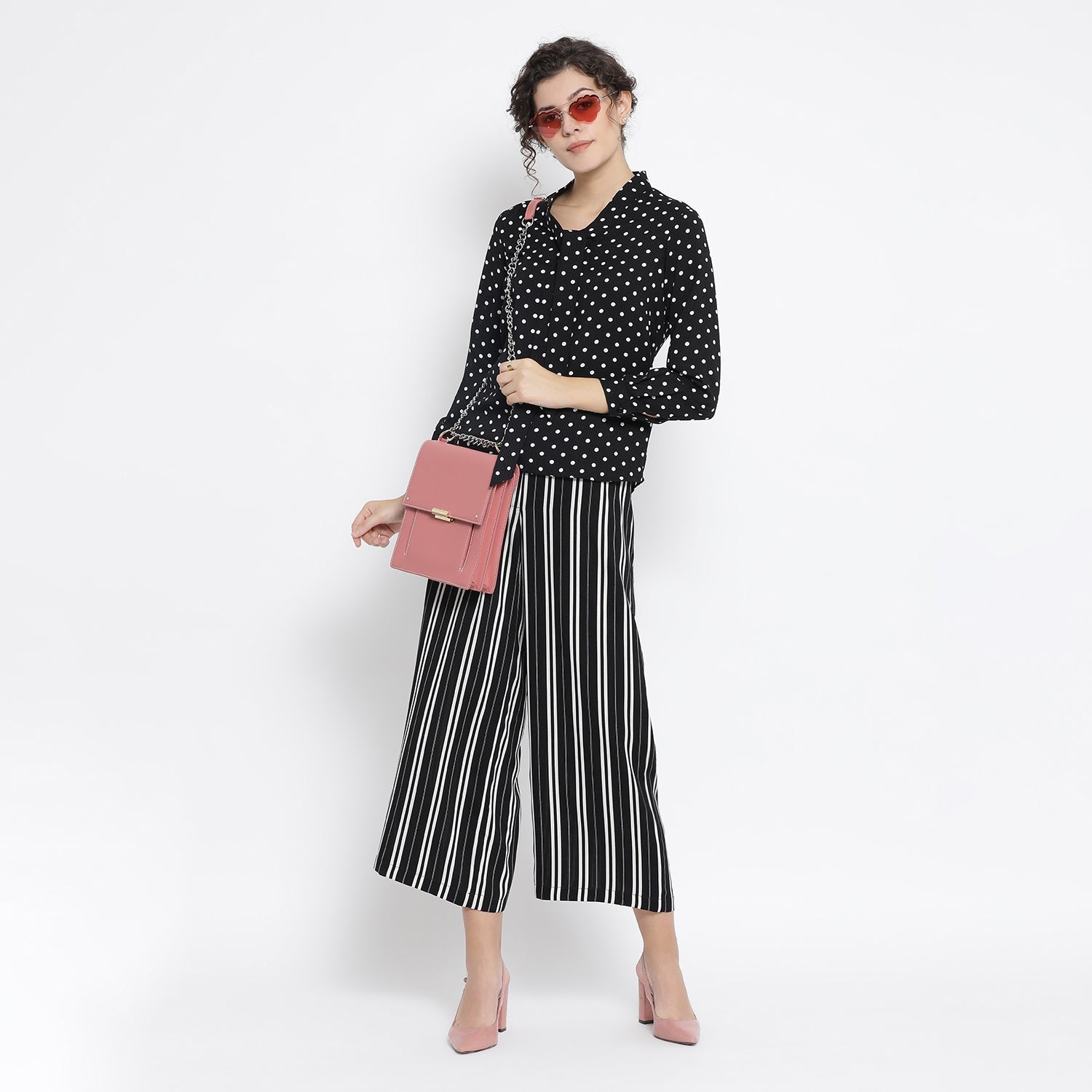 Buy Black And White Polka Top for Ladies-3