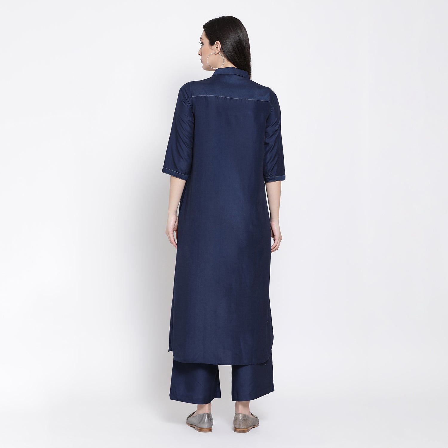 Buy Navy Blue Long Shirt for Women-4