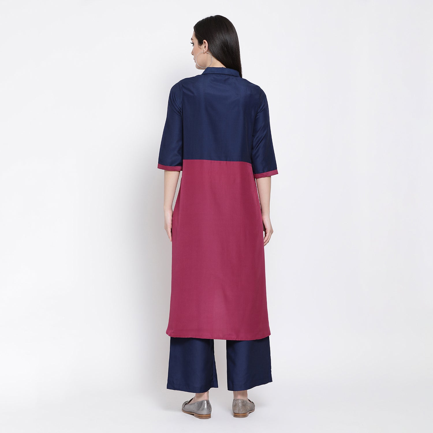 Buy Blue Pink Long Shirt for Women -4