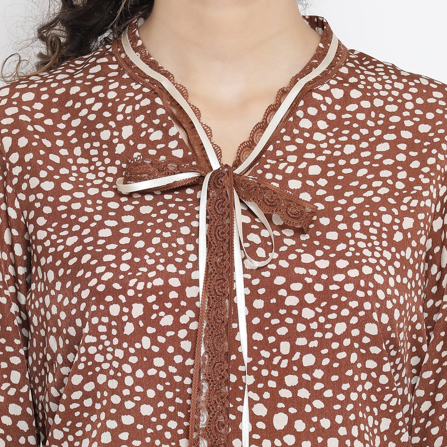 Brown Animal Printed Shirt for Women-4