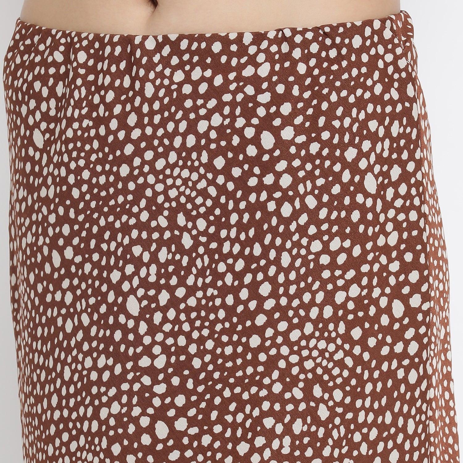 Brown Animal Print Bias Skirt