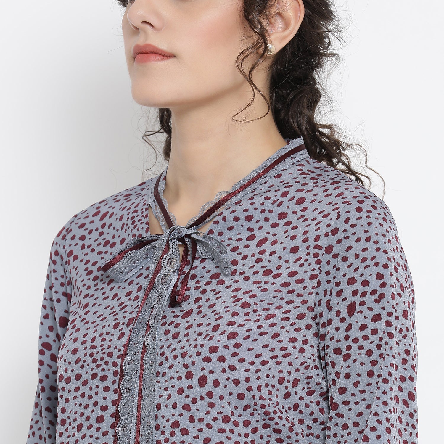 Teal Blue Animal Printed Shirt for Women-5