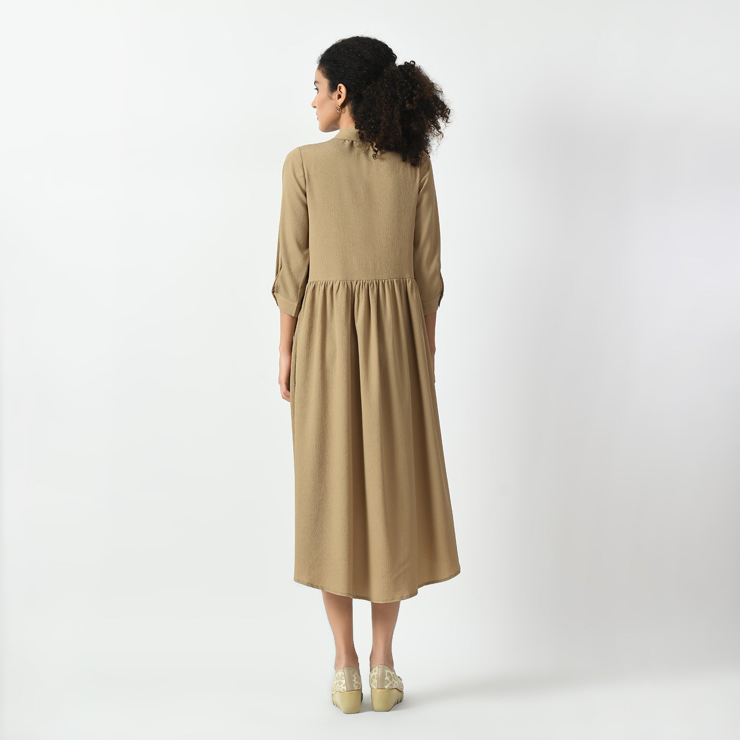 Beige Texture Long Tunics for Women-4