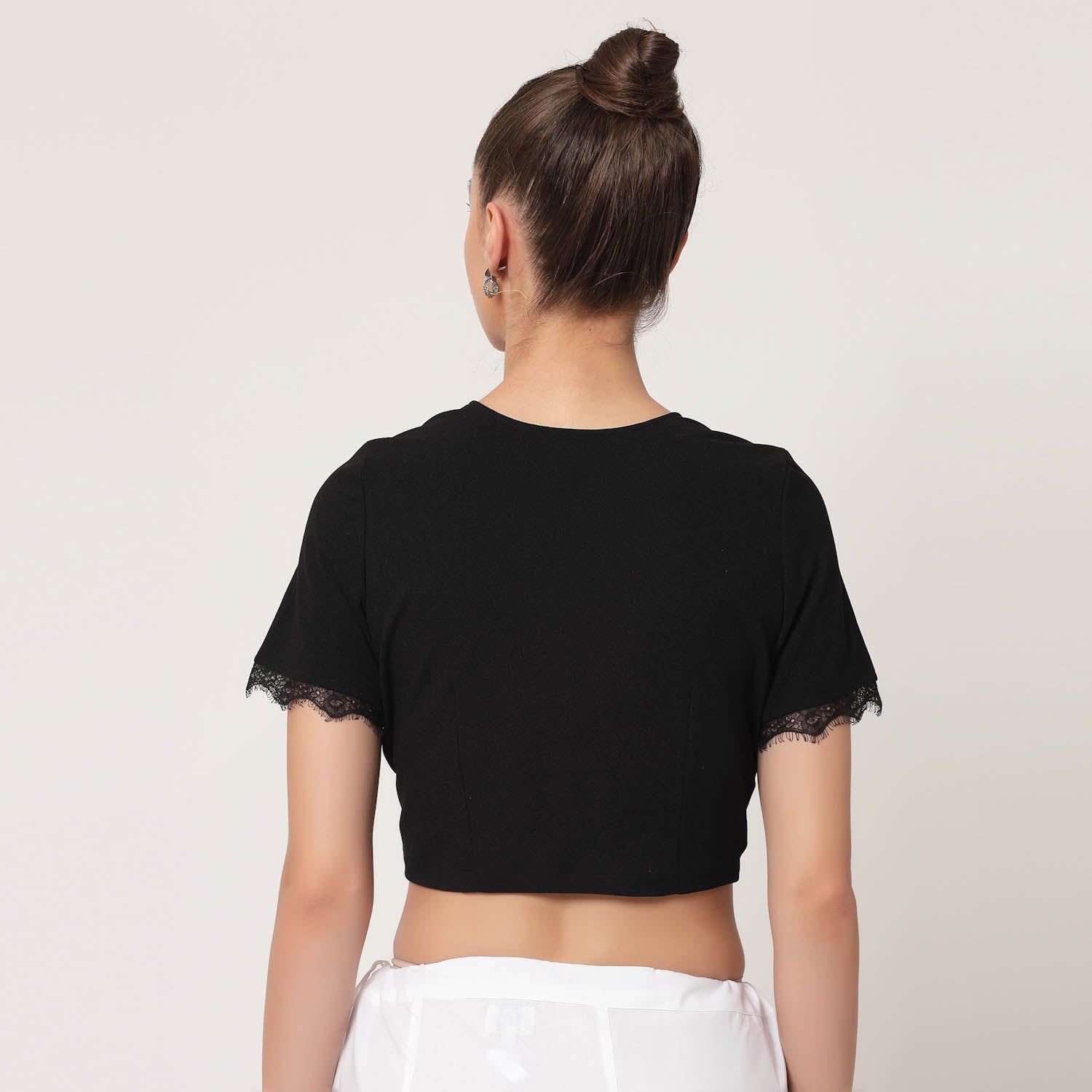 Black Blouse With French Lace,Complete your workwear saree look with our elegant blouses. Designed for comfort, style, and professionalism.