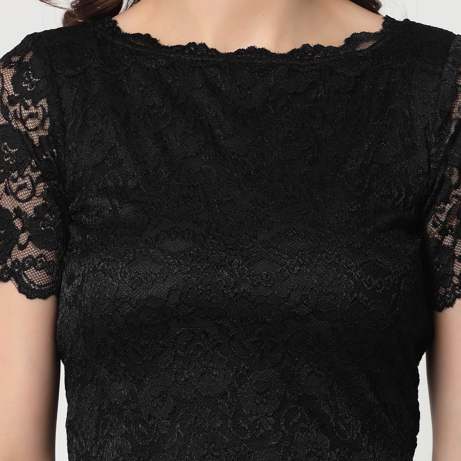 Black Lace Boat Neck Blouse,Complete your workwear saree look with our elegant blouses. Designed for comfort, style, and professionalism.