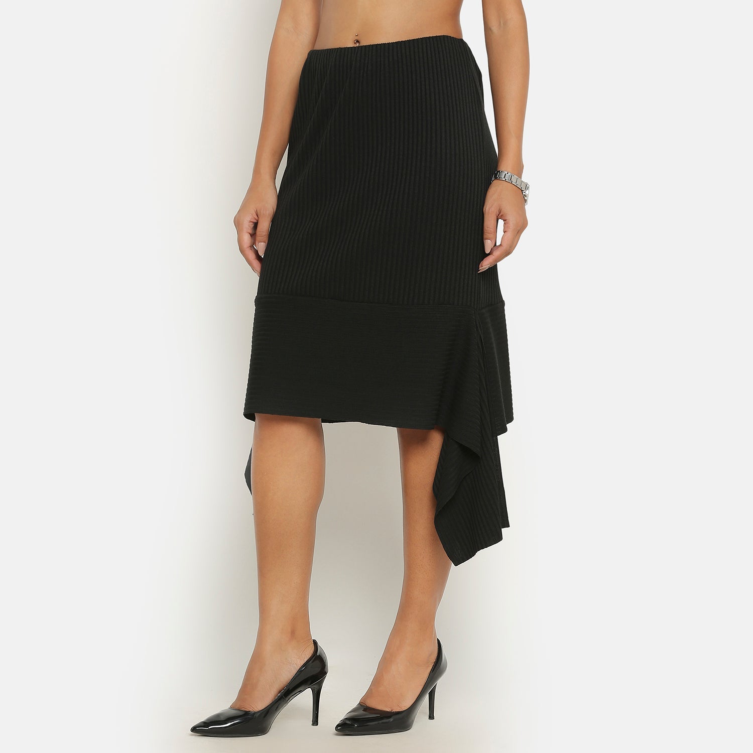 Black Ribbed Skirt, frocks for women
indian designer skirts?
