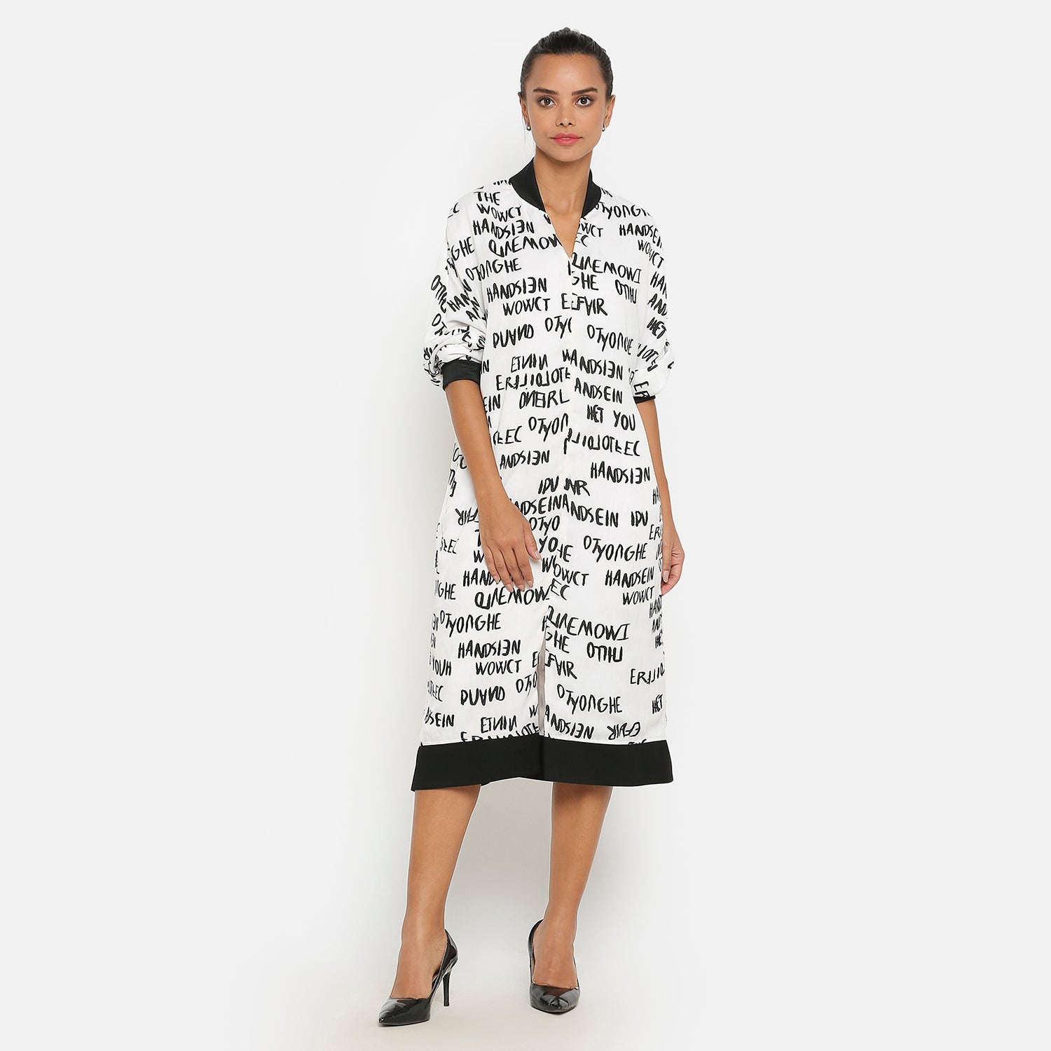 Buy Black & White Printed Dresses for Women-1