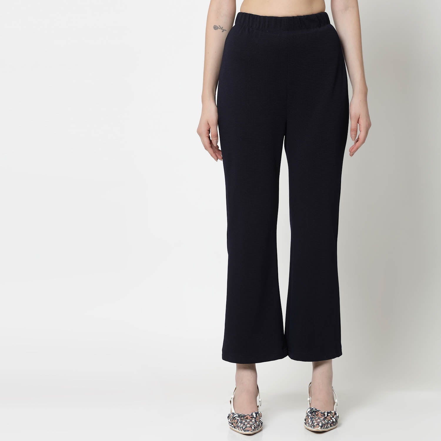 Blue Lycra Bell Bottom Pant, formal pants, loose pants for women