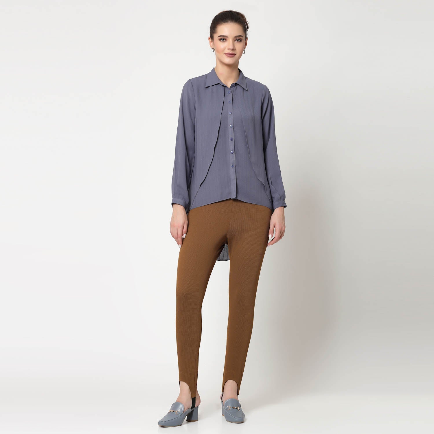 Blue Overlap Asymmetrical Top,womens formal shirts
cotton shirts for women
Ofiice shirts for women