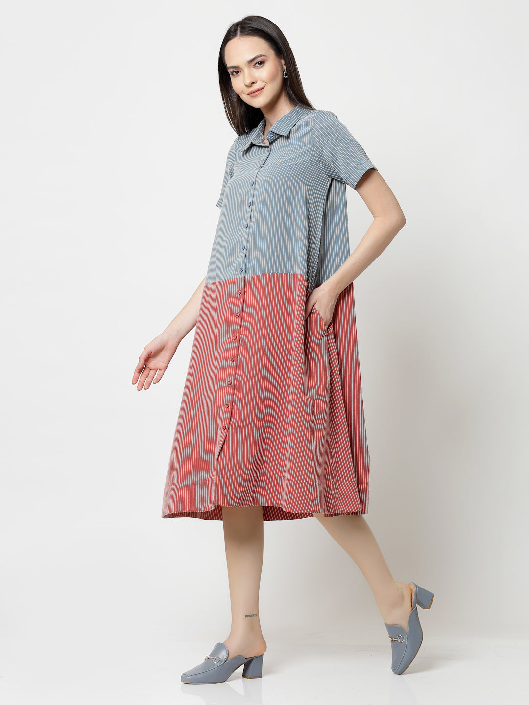 Buy Blue & Peach Dresses for Women -1