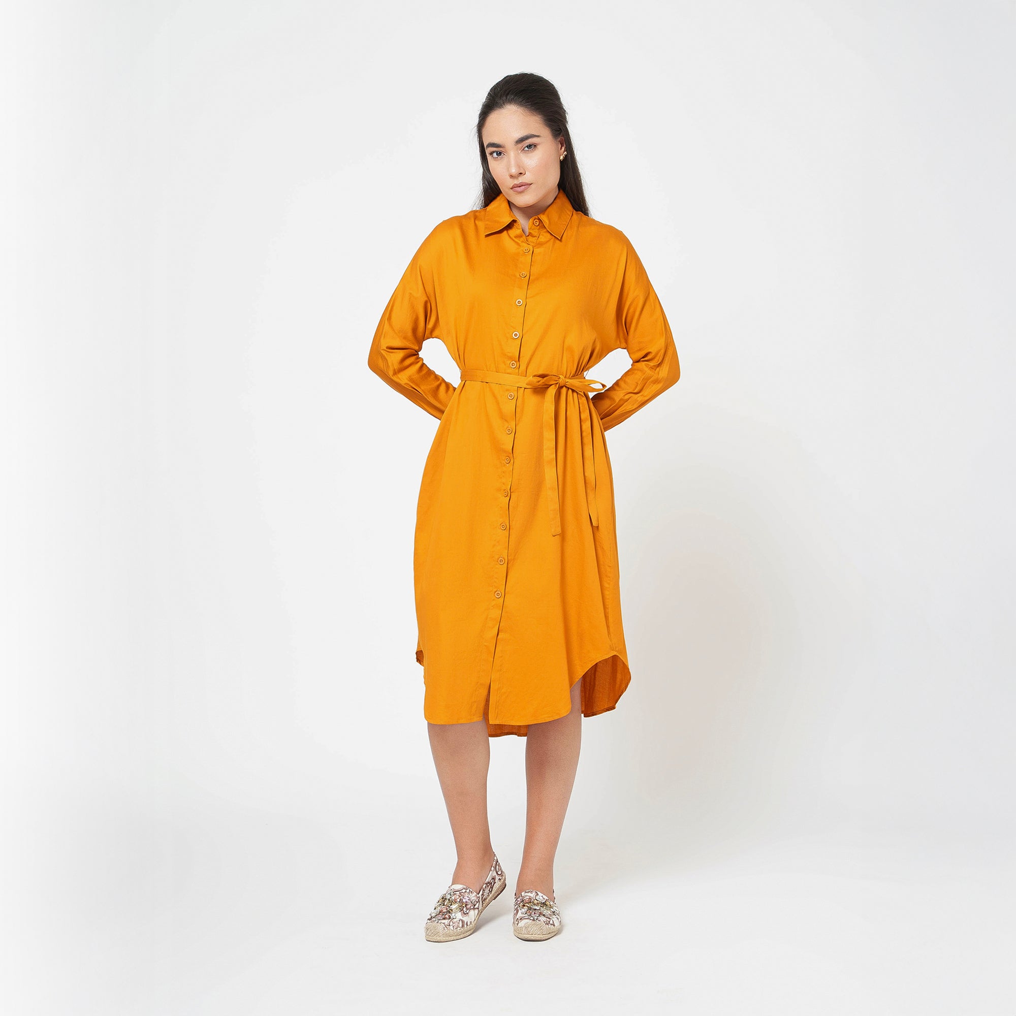 Mustard Cotton Long Shirt