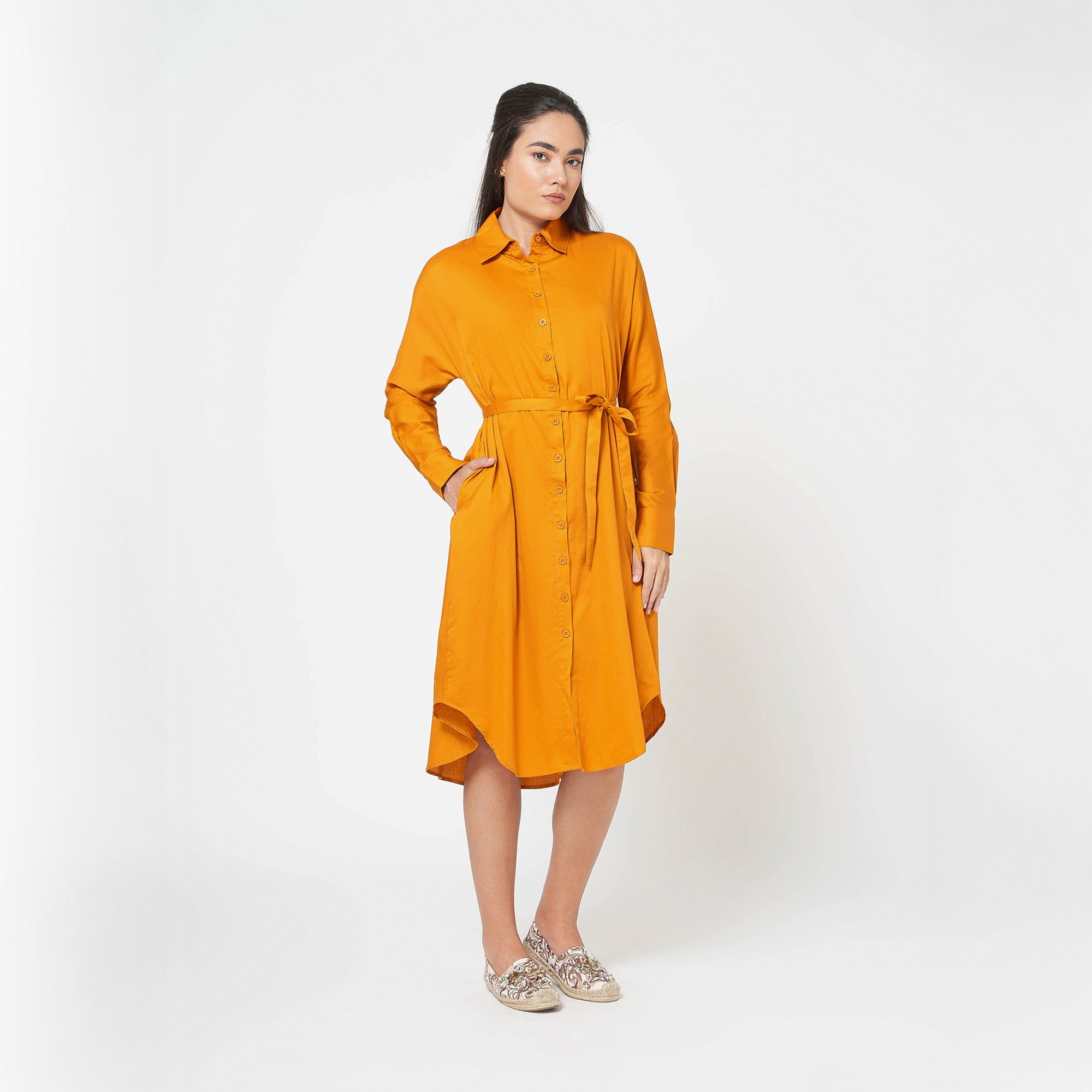 Mustard Cotton Long Shirt
