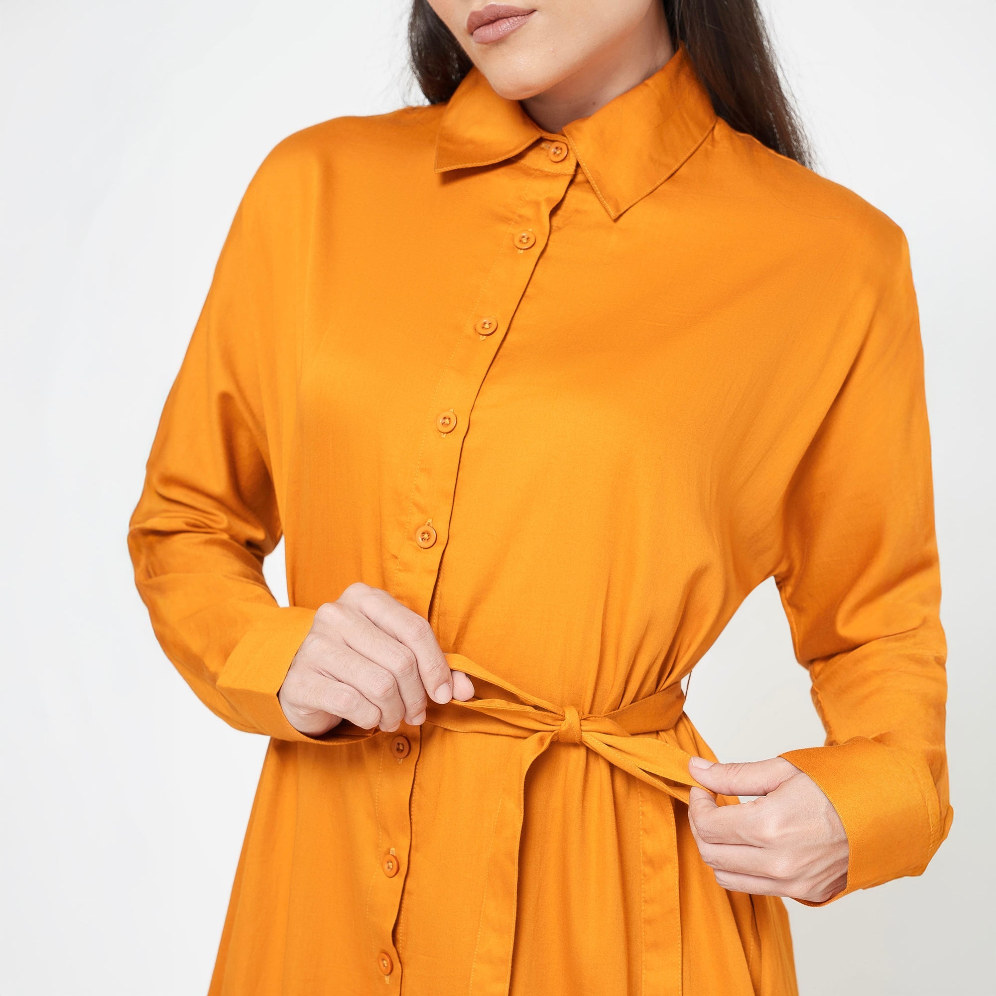 Mustard Cotton Long Shirt