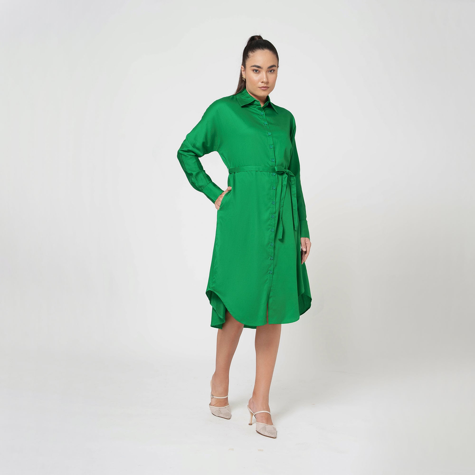 Green Cotton Long Shirt