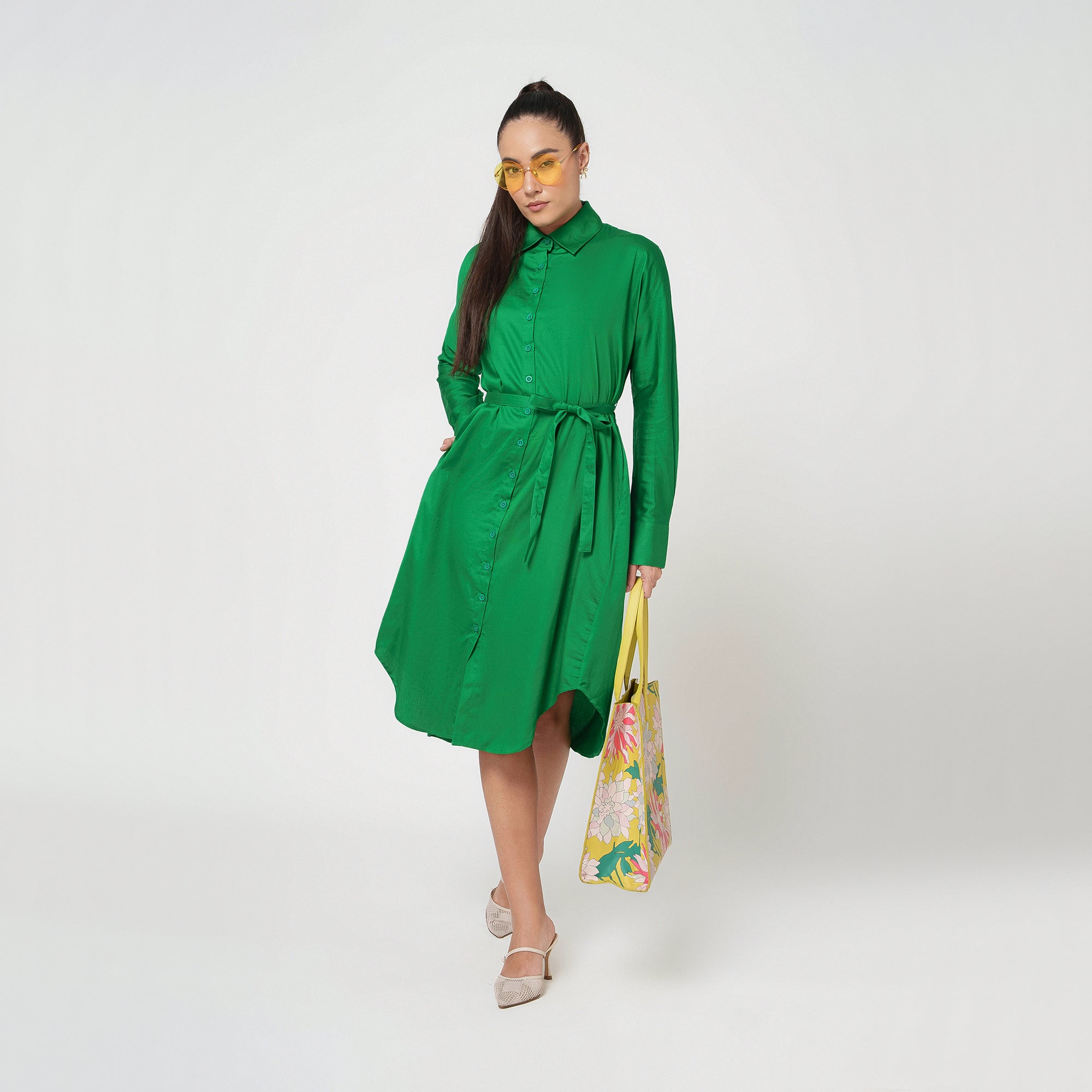 Green Cotton Long Shirt