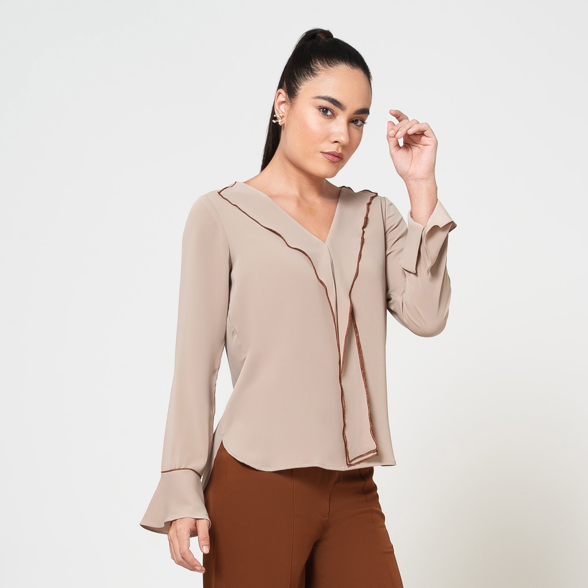 Off White Top with Tie up