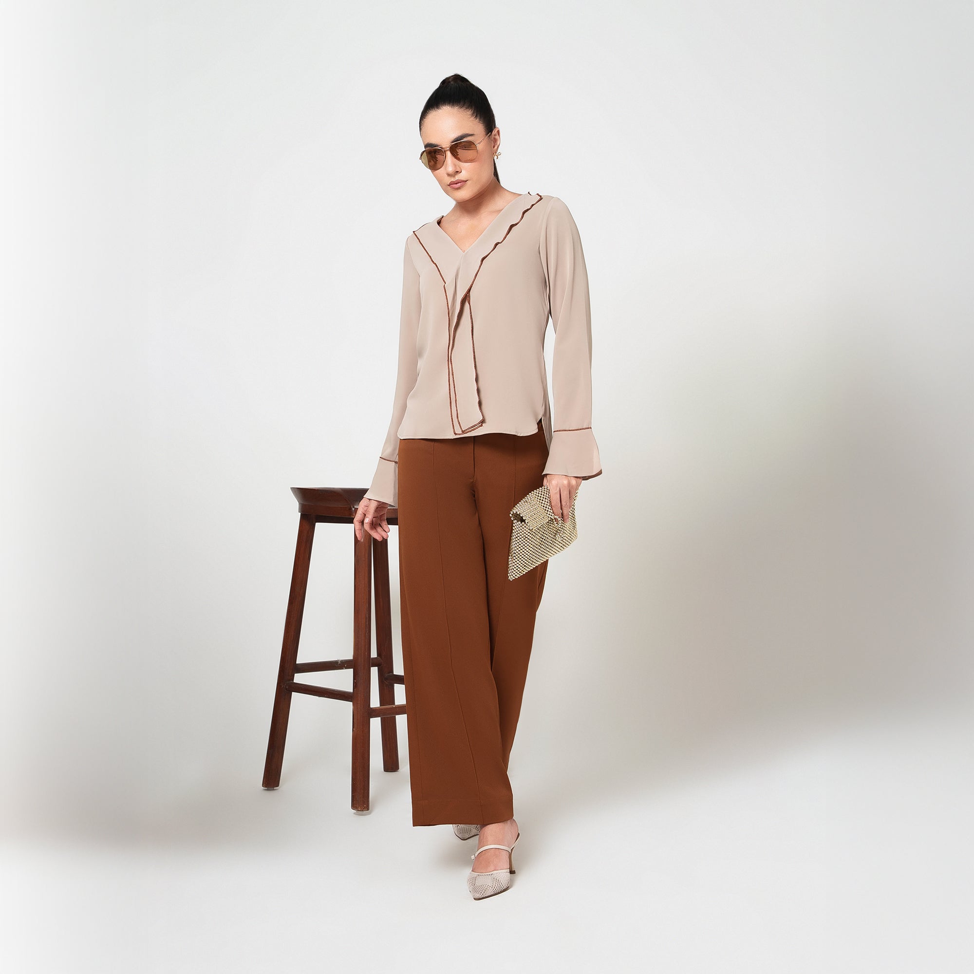 Off White Top with Tie up