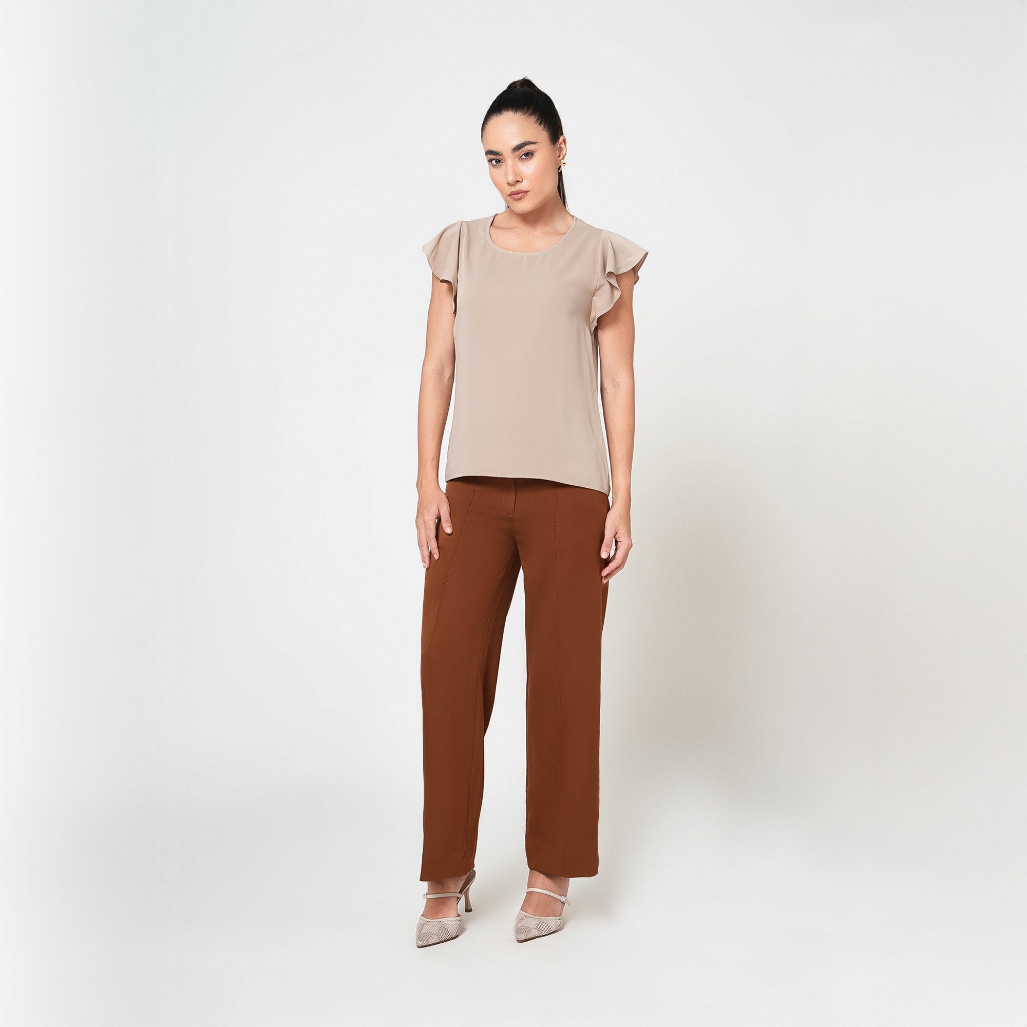 Off White Top with frill on sleeve