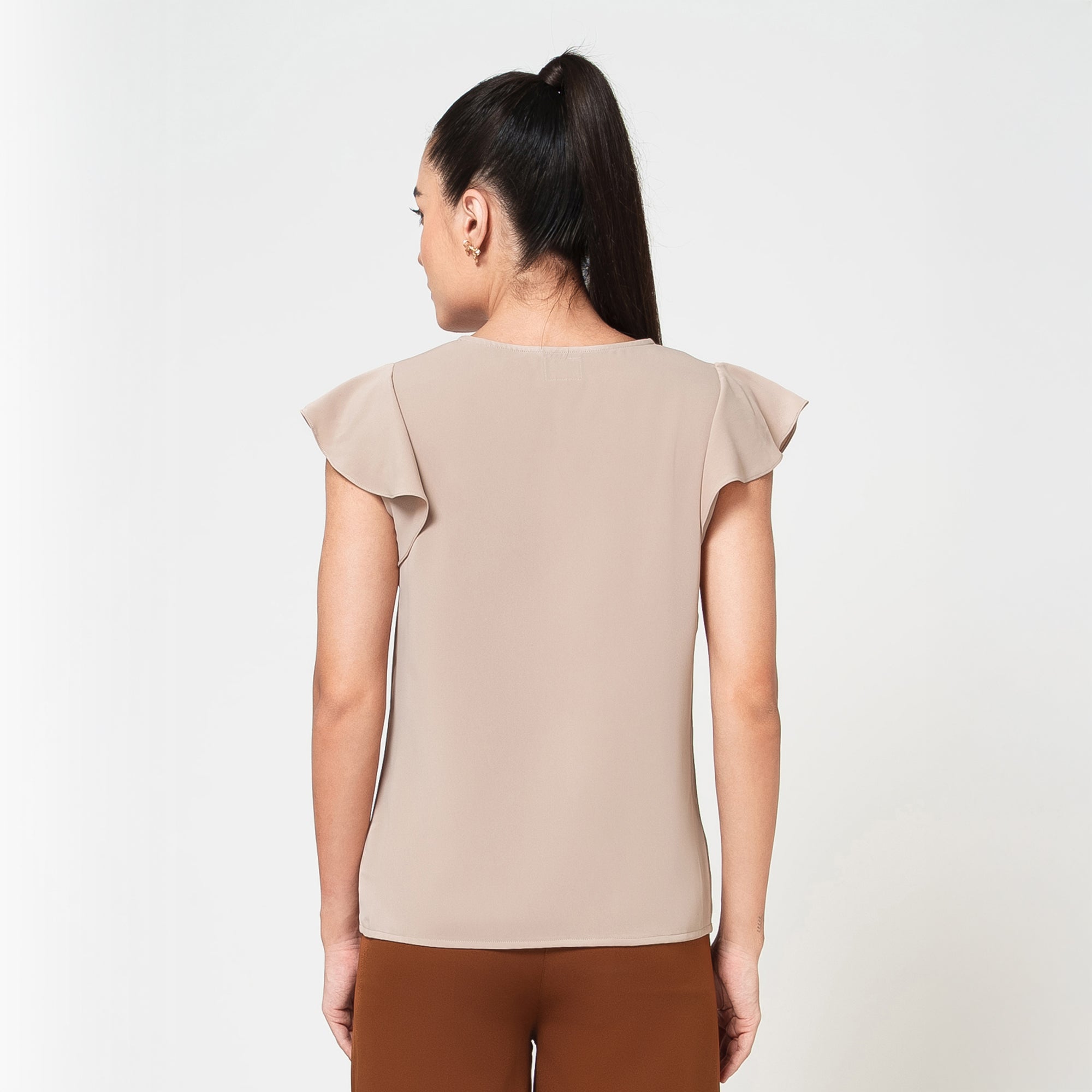 Off White Top with frill on sleeve