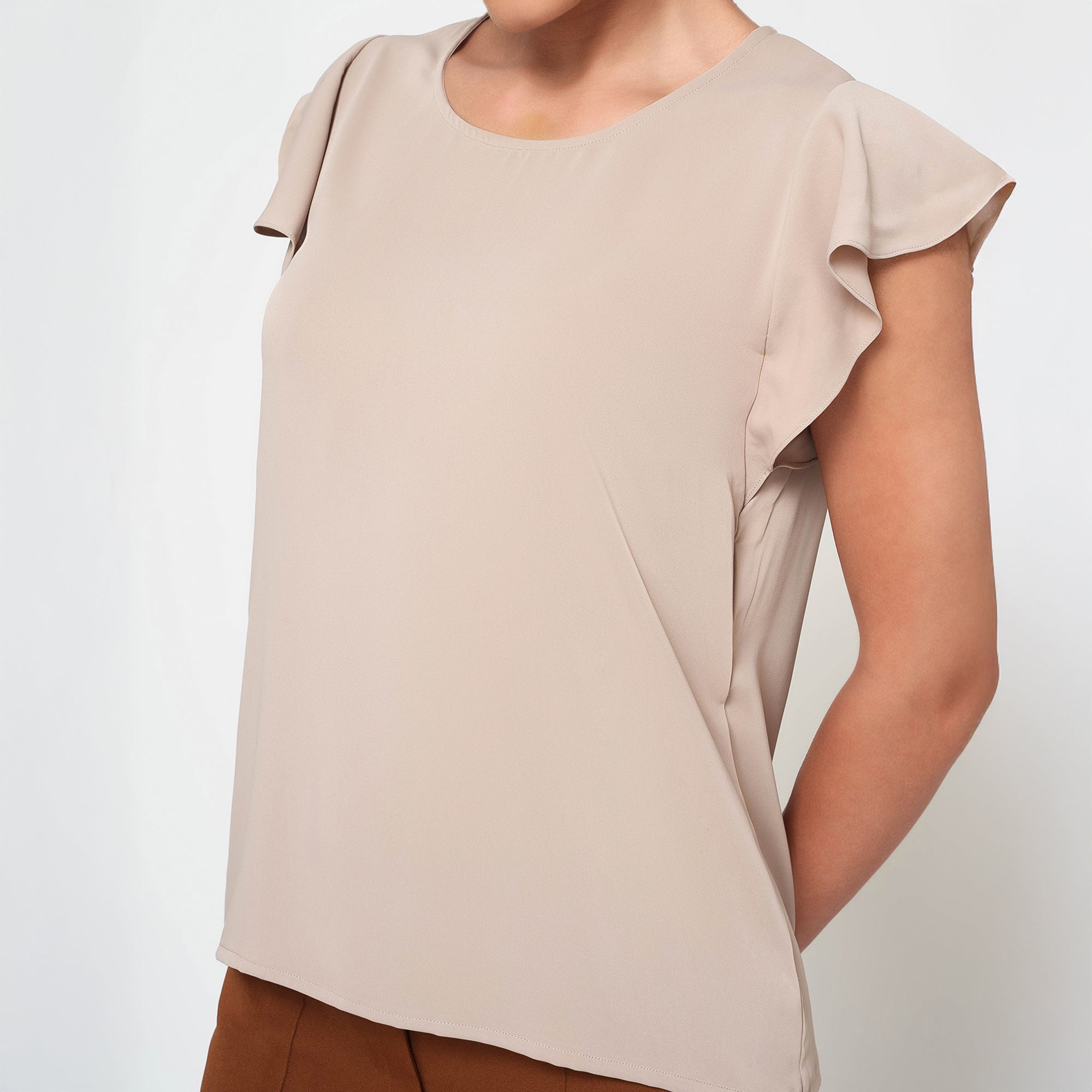 Off White Top with frill on sleeve