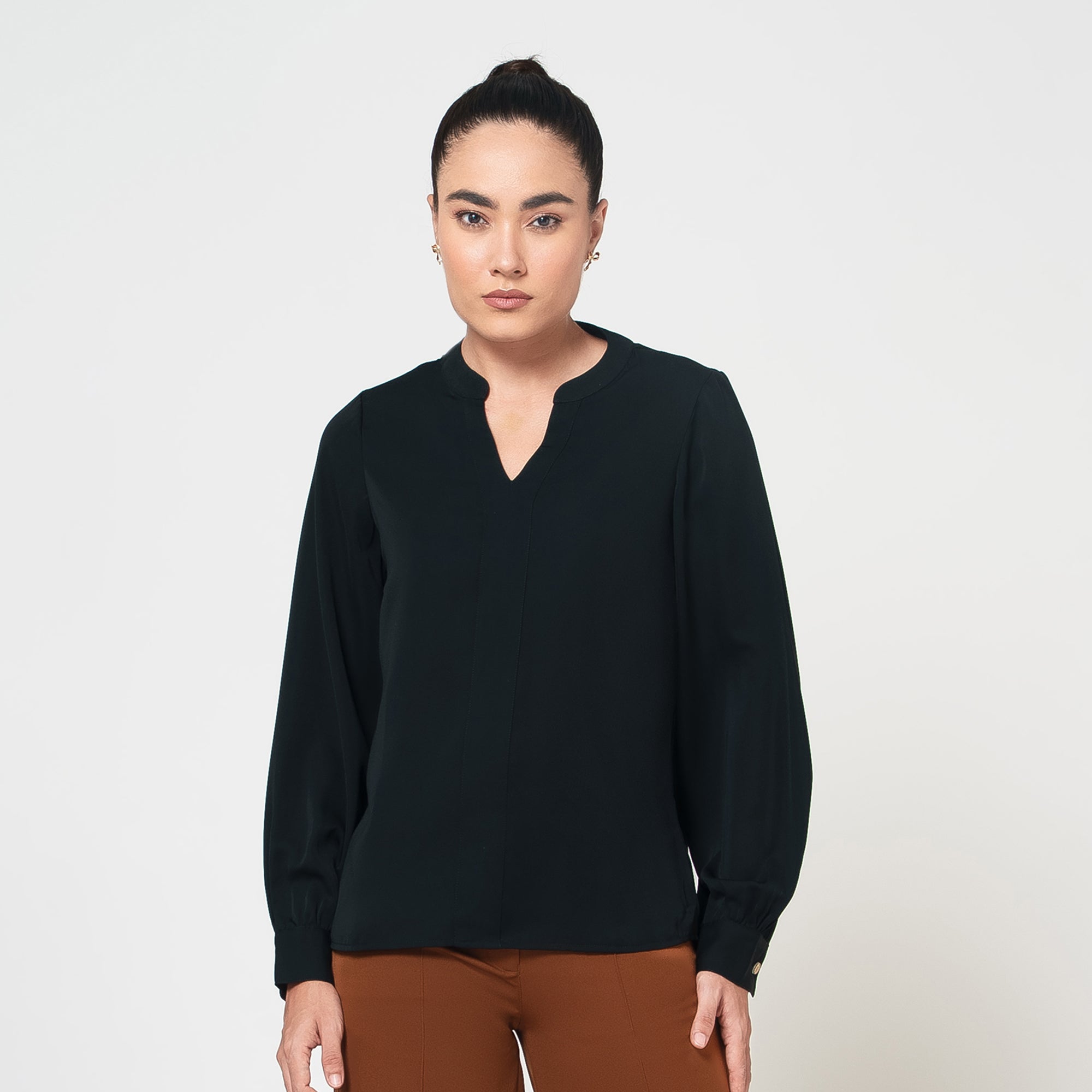 Black Crepe Full Sleeves Top